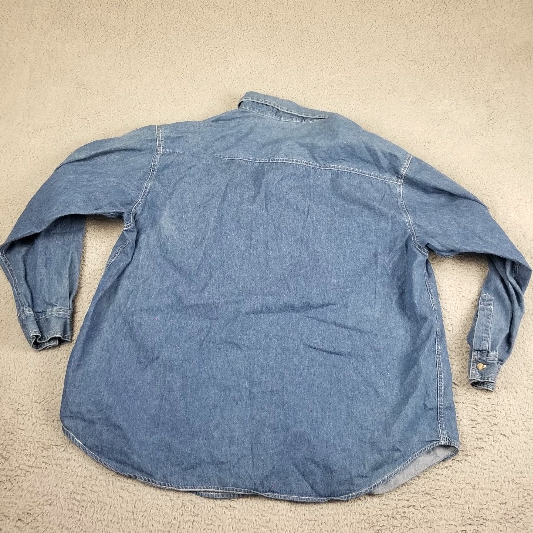 Denime Kikomo Western Denim Shirt Women 18W Long Sleeve Beaded Boots Horse Cactus Cowboy Buttons 100% Cotton Blue Vintage Plus Size Women Size XXL / US 16-18 / IT 52-54 - 6 Thumbnail