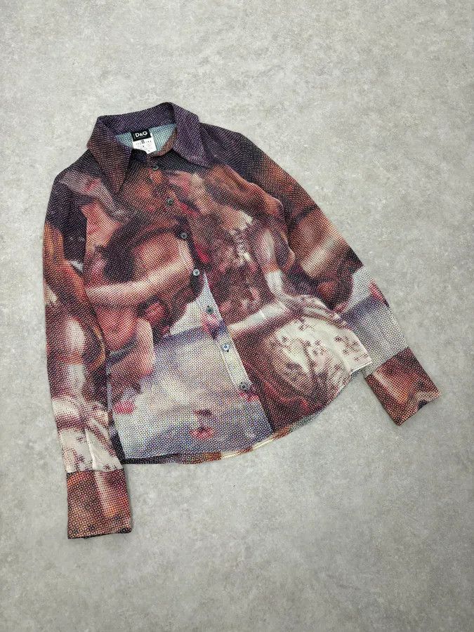 Dolce & Gabbana 2000s Dolce & Gabbana The Birth of Venus Pixel Silk Shirt Size M / US 6-8 / IT 42-44 - 5 Thumbnail