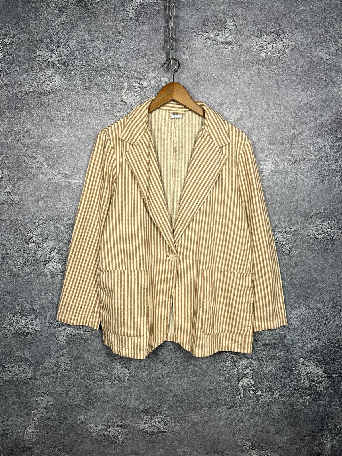 Aspesi Aspesi One Button Striped Cotton Blazer Jacket Size US M / EU 48-50 / 2 - 1 Thumbnail