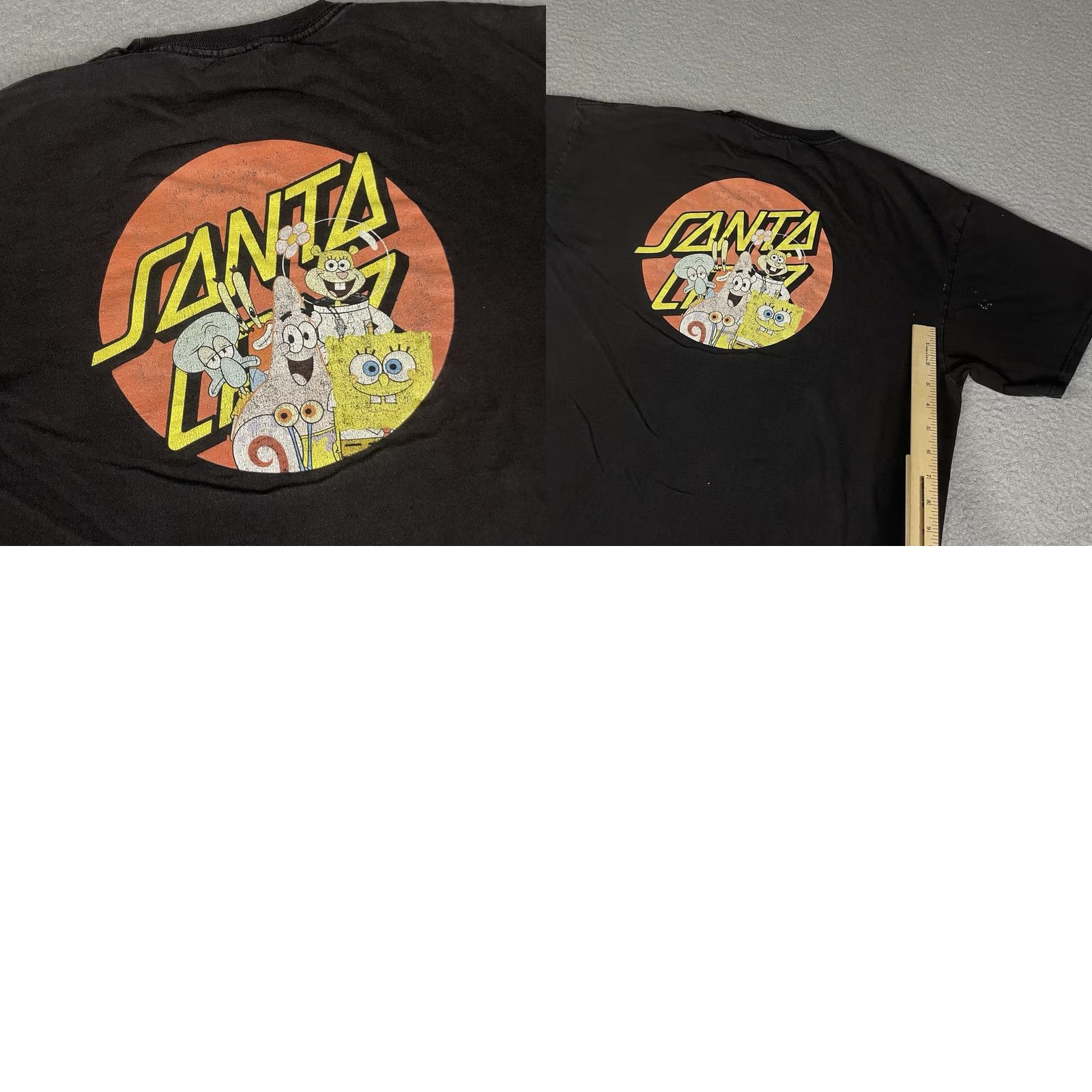 Vintage VINTAGE Santa Cruz Shirt Mens XL Black Spongebob Skate Skateboarding Distressed Painted Size US XL / EU 56 / 4 - 9 Thumbnail