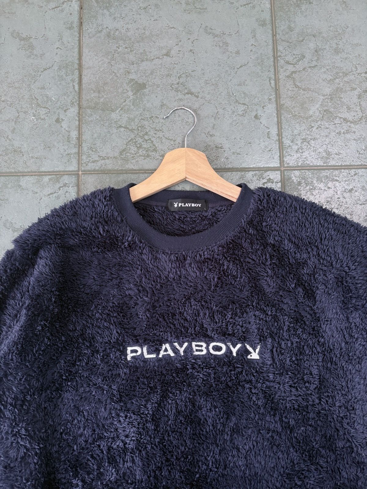 Playboy Playboy Big Logo Fluffy Fleece Crewneck Baggy Sweatshirt Size US L / EU 52-54 / 3 - 1 Thumbnail