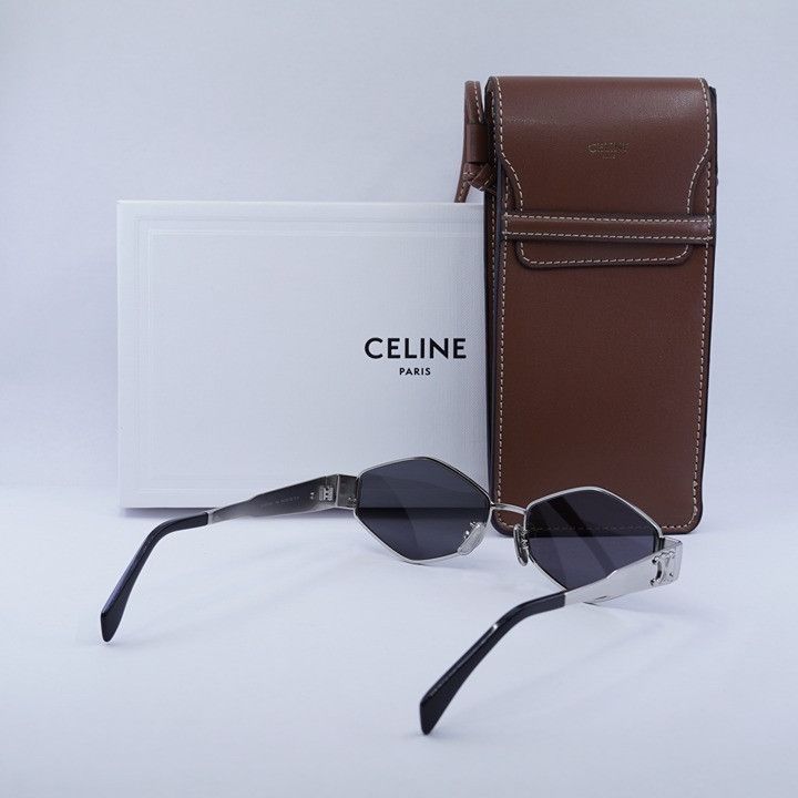 Celine Celine CL40254U 16A Sunglasses Palladium Geometric Frame Size ONE SIZE - 10 Thumbnail