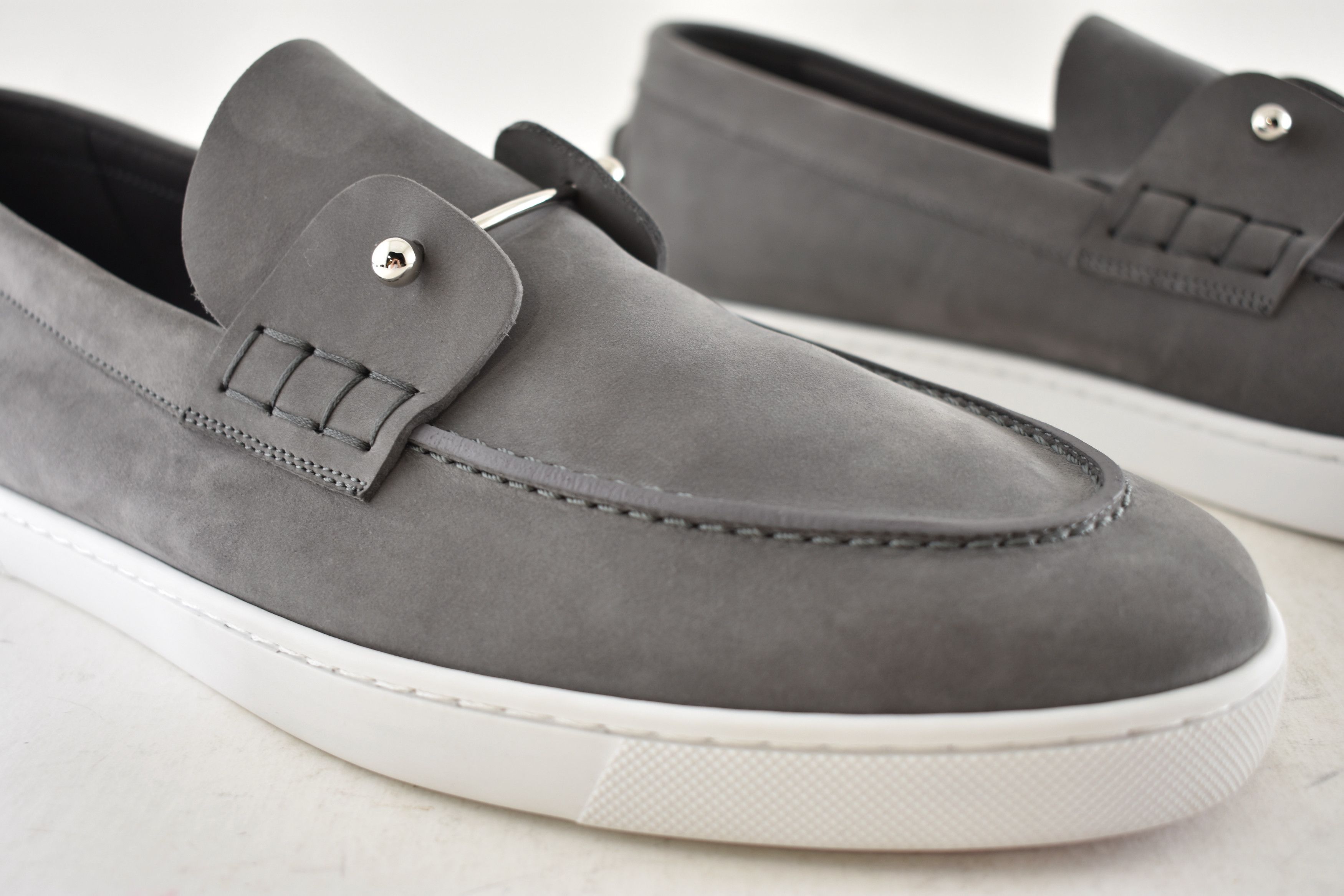 Christian Louboutin Mens Chambeliboat Flat Smoky Grey Loafer Sneaker Boat 45 12 Size US 12 / EU 45 - 6 Thumbnail