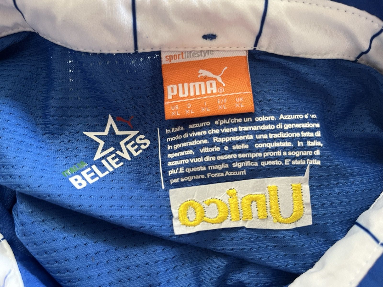 Puma 2014 Italy Puma home kit Azzurri blue soccer jersey Large XL Size US L / EU 52-54 / 3 - 4 Thumbnail