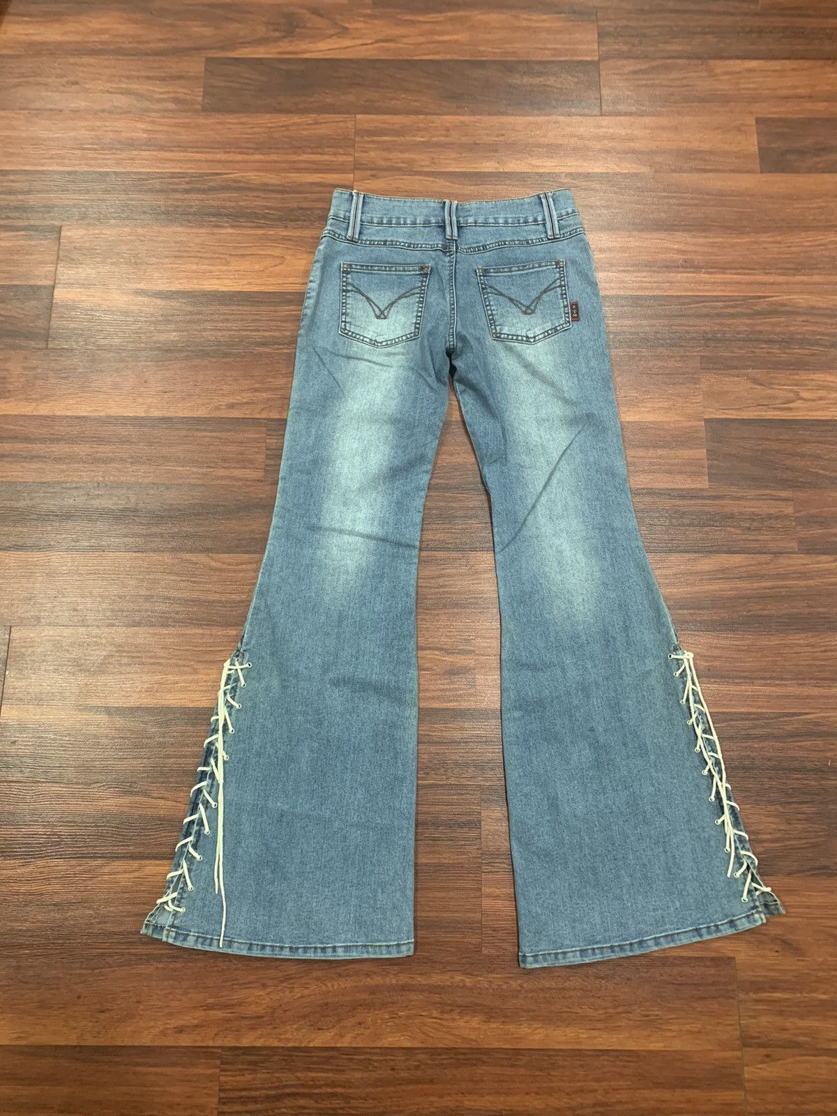 If Six Was Nine X-TM Lace Up Flared Strecthable Jeans Size 29" - 4 Thumbnail