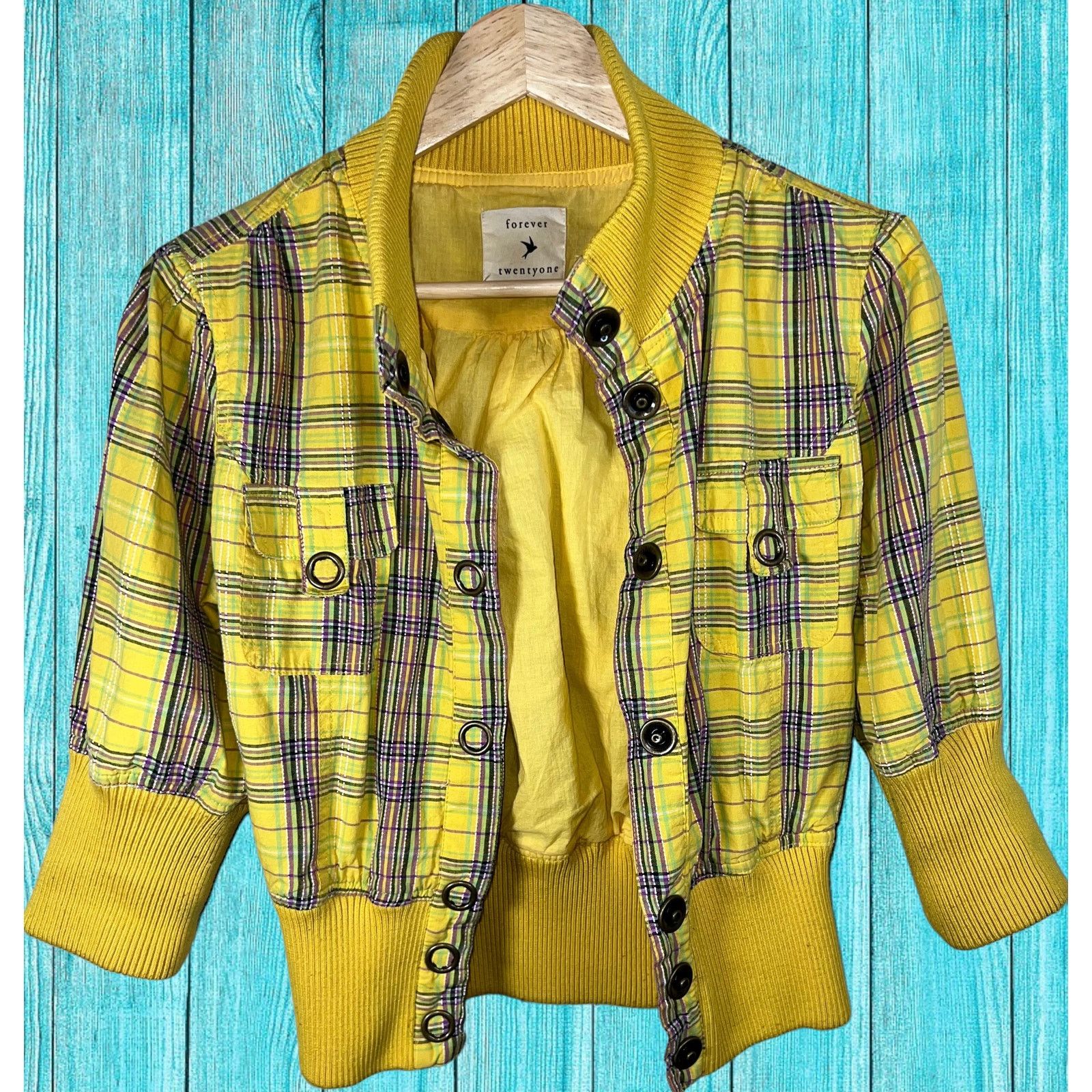 Forever 21 Forever 21 Yellow Button Jacket Blazer Size L / US 10 / IT 46 - 5 Thumbnail