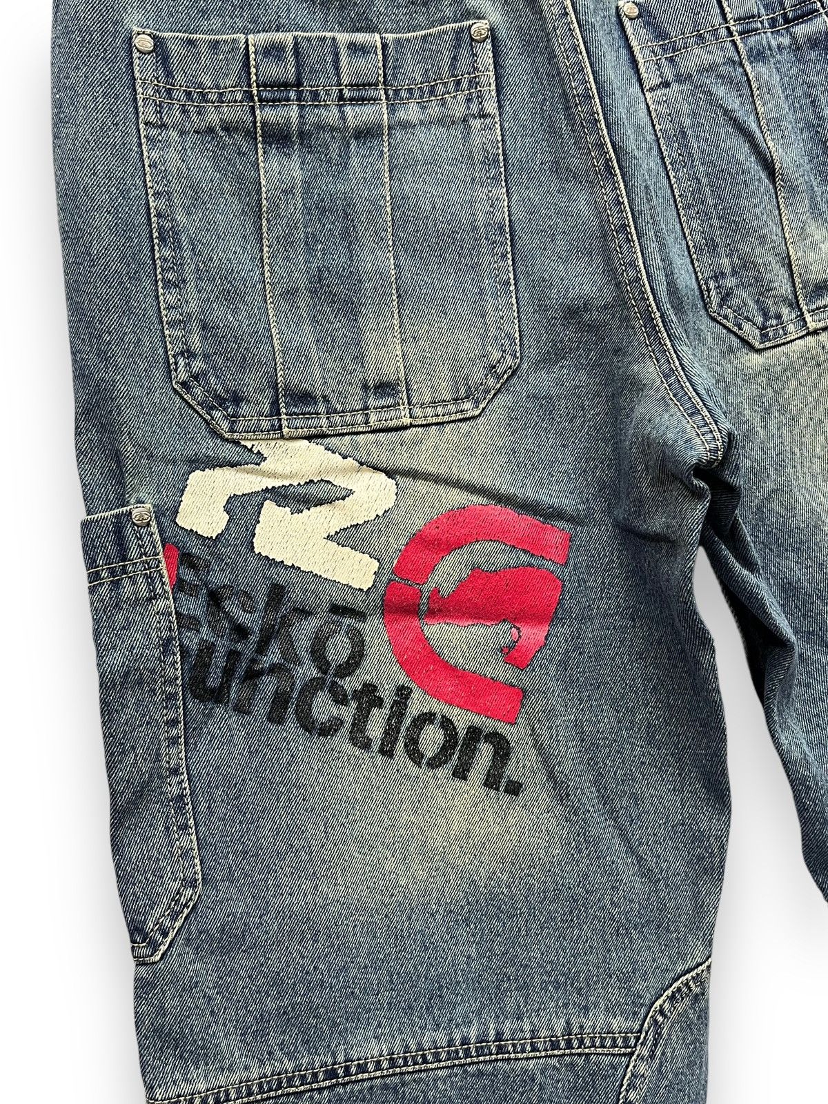 Ecko Unltd. 🔥Vintage ECKO Hip-Hop Skate Denim Cargo Shorts With Belt Size US 30 / EU 46 - 5 Thumbnail