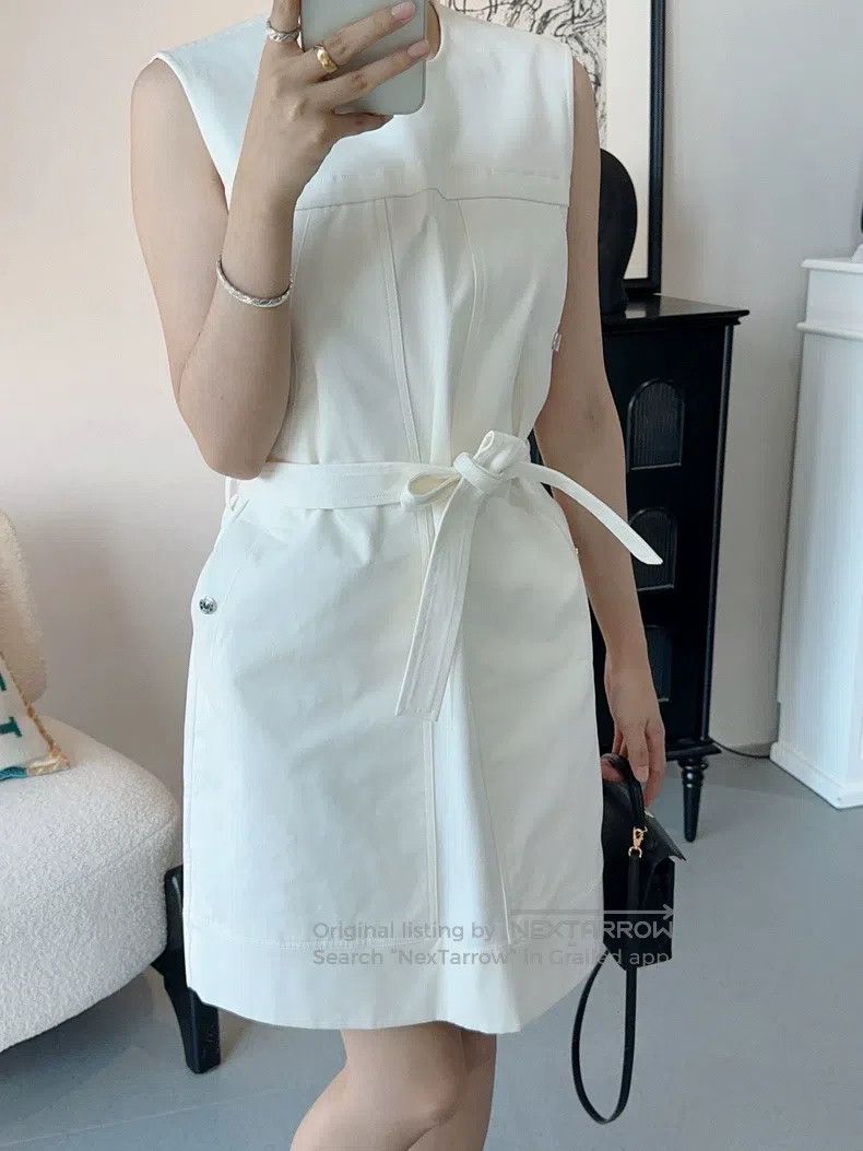Hermes Hermes White vest sleeveless dress Size XS / US 0-2 / IT 36-38 - 5 Thumbnail