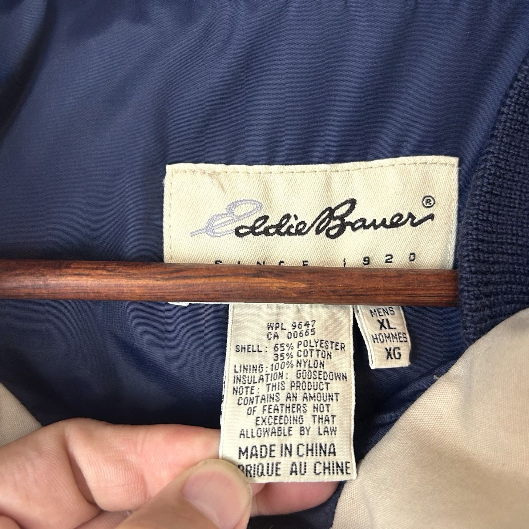 Eddie Bauer Eddie Bauer Jacket Mid-Length Puffer Down Insulation XL Stone/Navy Men Size US XL / EU 56 / 4 - 3 Thumbnail