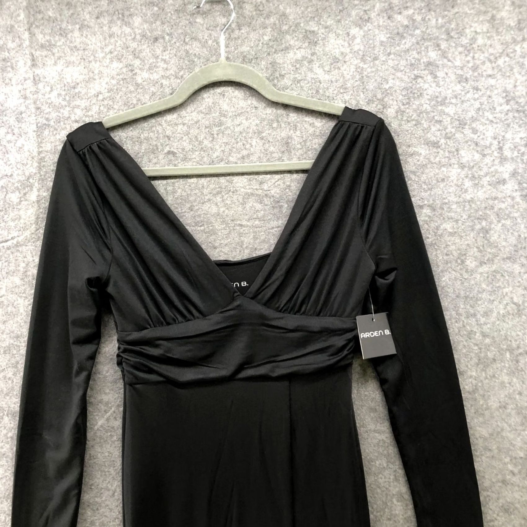 Vintage Arden B Dress Midi Black Size S Long Sleeve V-Neck Bodycon Side Slit Party Size S / US 4 / IT 40 - 4 Thumbnail