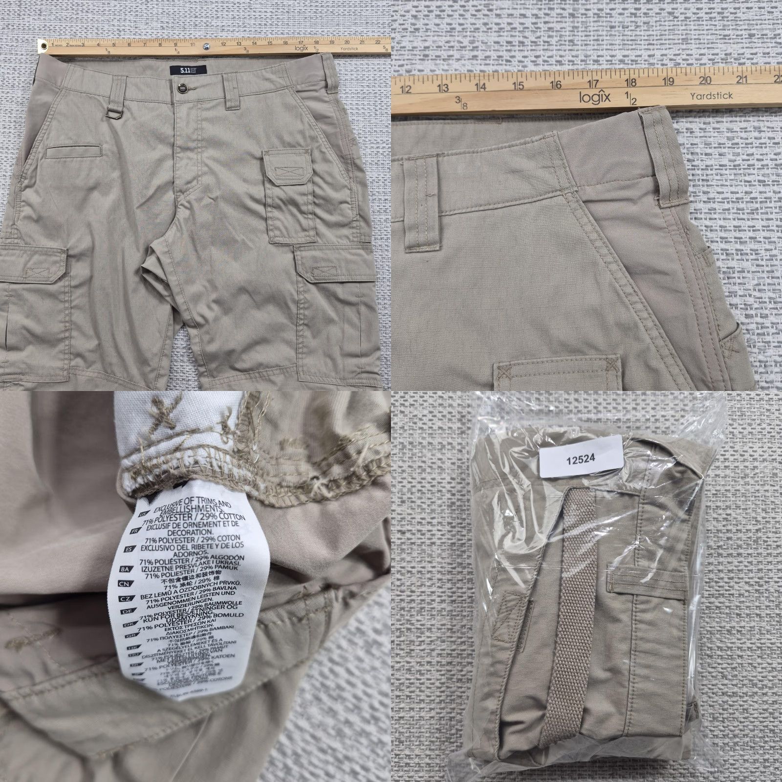 Vintage 5.11 Pants Mens 36x32 Beige Cargo Straight Leg Tactical Workwear Outdoor Hiking Size US 36 / EU 52 - 8 Thumbnail