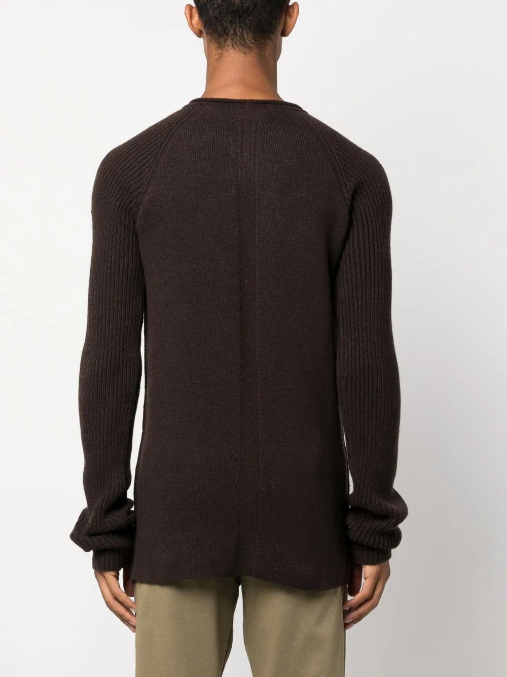 Rick Owens o1y0325 Cashmere Blend Crewneck Sweater in Dark Brown Size US XL / EU 56 / 4 - 4 Thumbnail