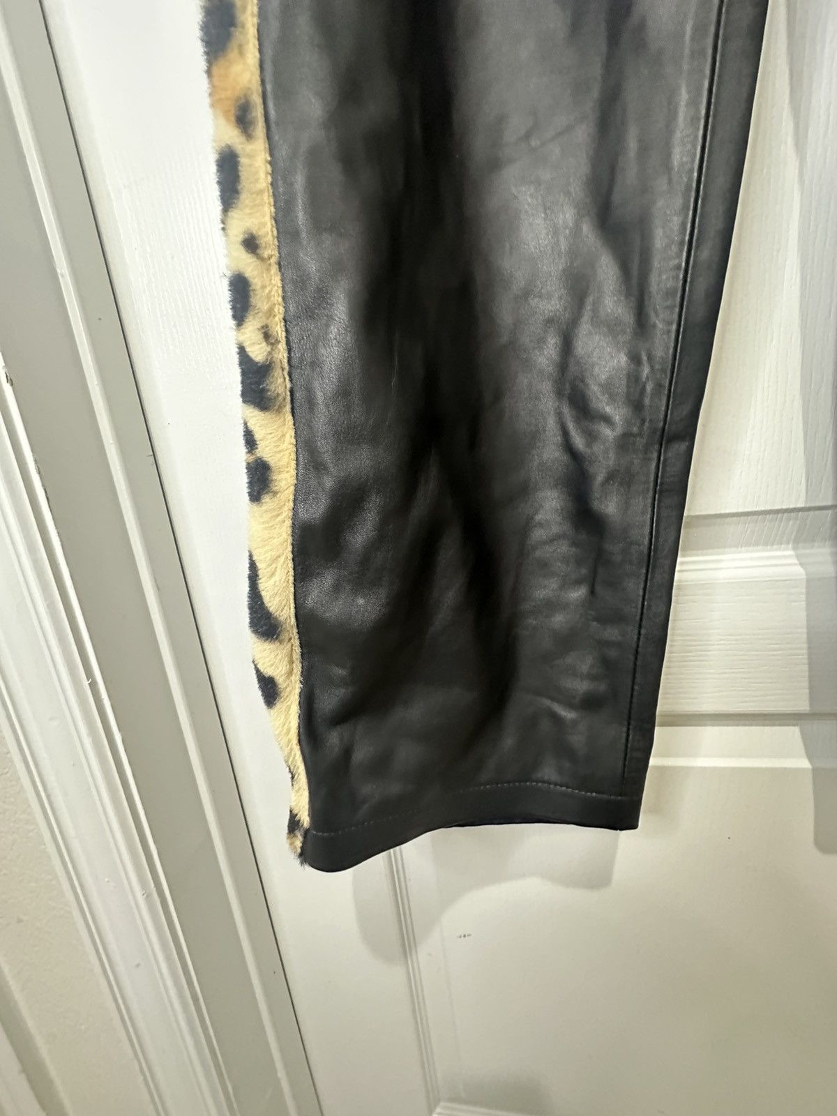 Marni Size 52 Marni Leopard Shearling Trimmed Leather Trousers Size US 44 / EU 60 - 4 Thumbnail