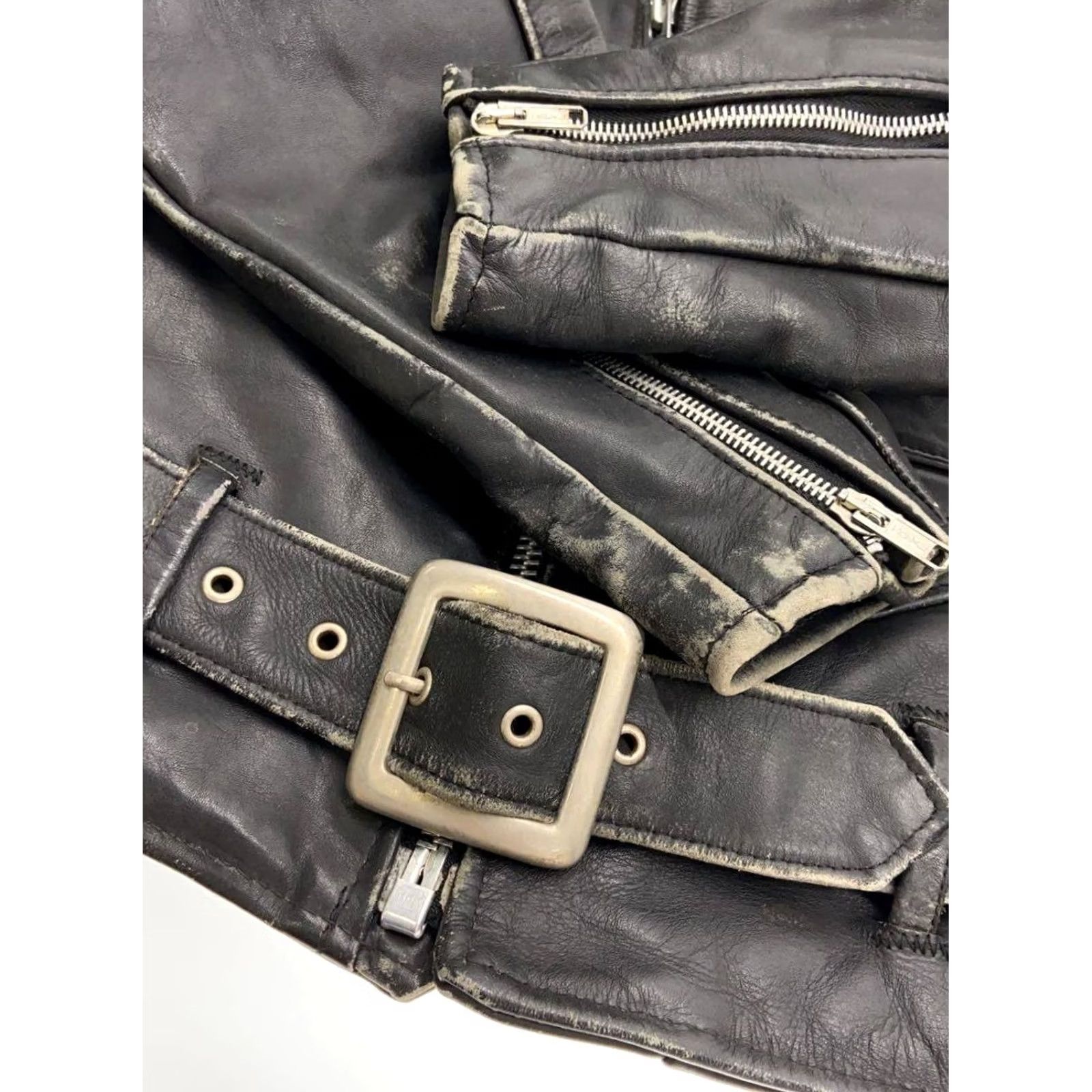 Schott VINTAGE Schott Perfecto Double Leather Riders Jacket 36 Black Mens Jacket Short Leather Bike 80s 90s Size US XXS / EU 40 - 7 Thumbnail