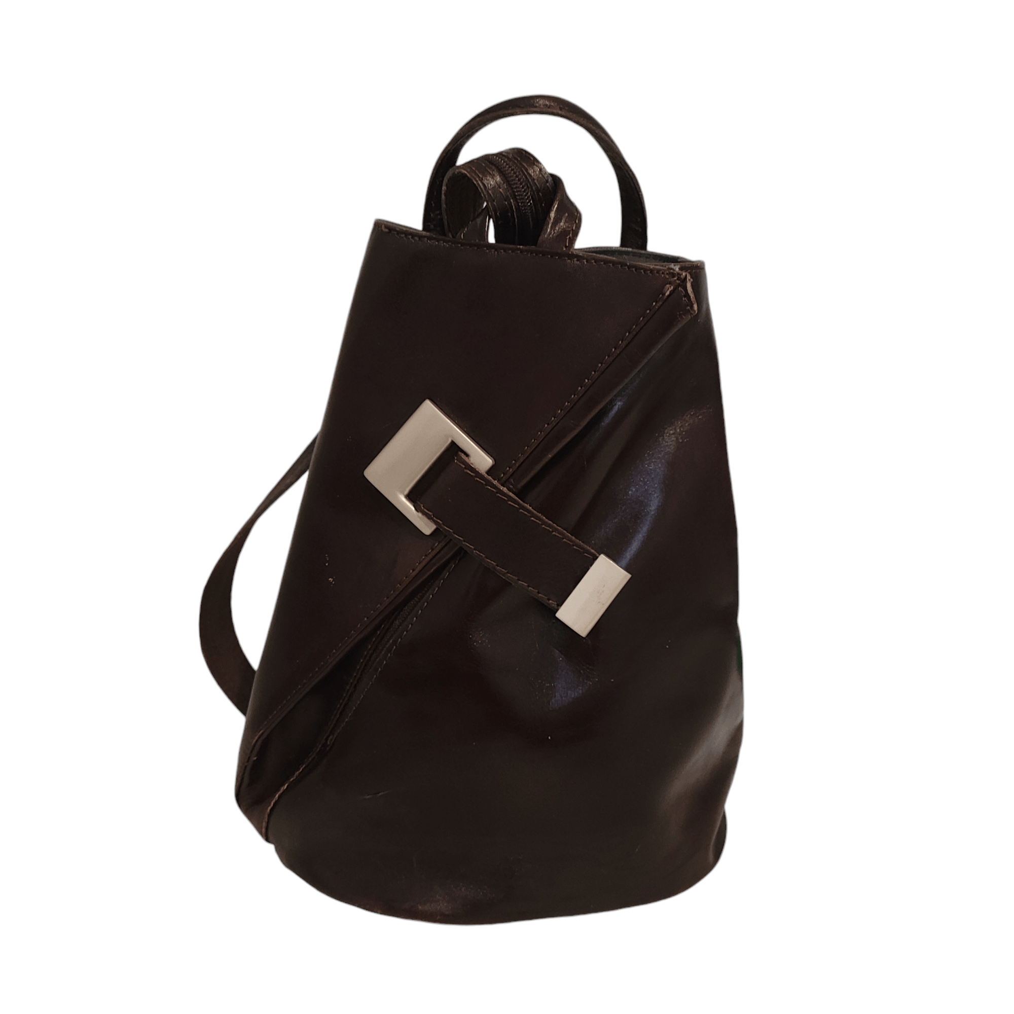 NBDN Nobrandedon Vintage Brown Leather Backpack Medium Shoulder Bag Size ONE SIZE - 10 Thumbnail
