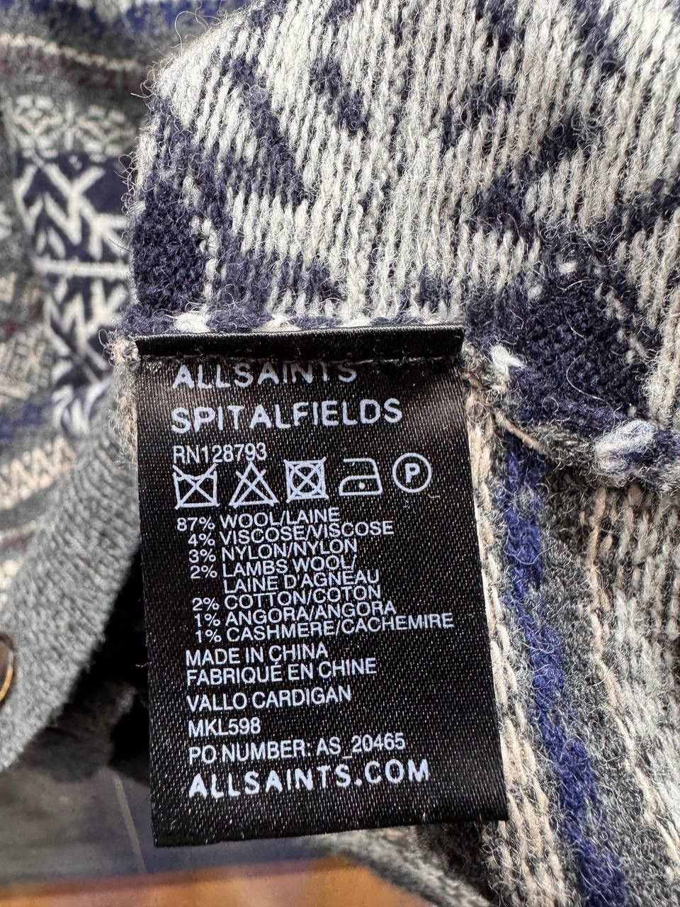 Allsaints AllSaints Mens Vallo Fair Isle Cardigan Wool Sweater Size L Size US L / EU 52-54 / 3 - 4 Thumbnail