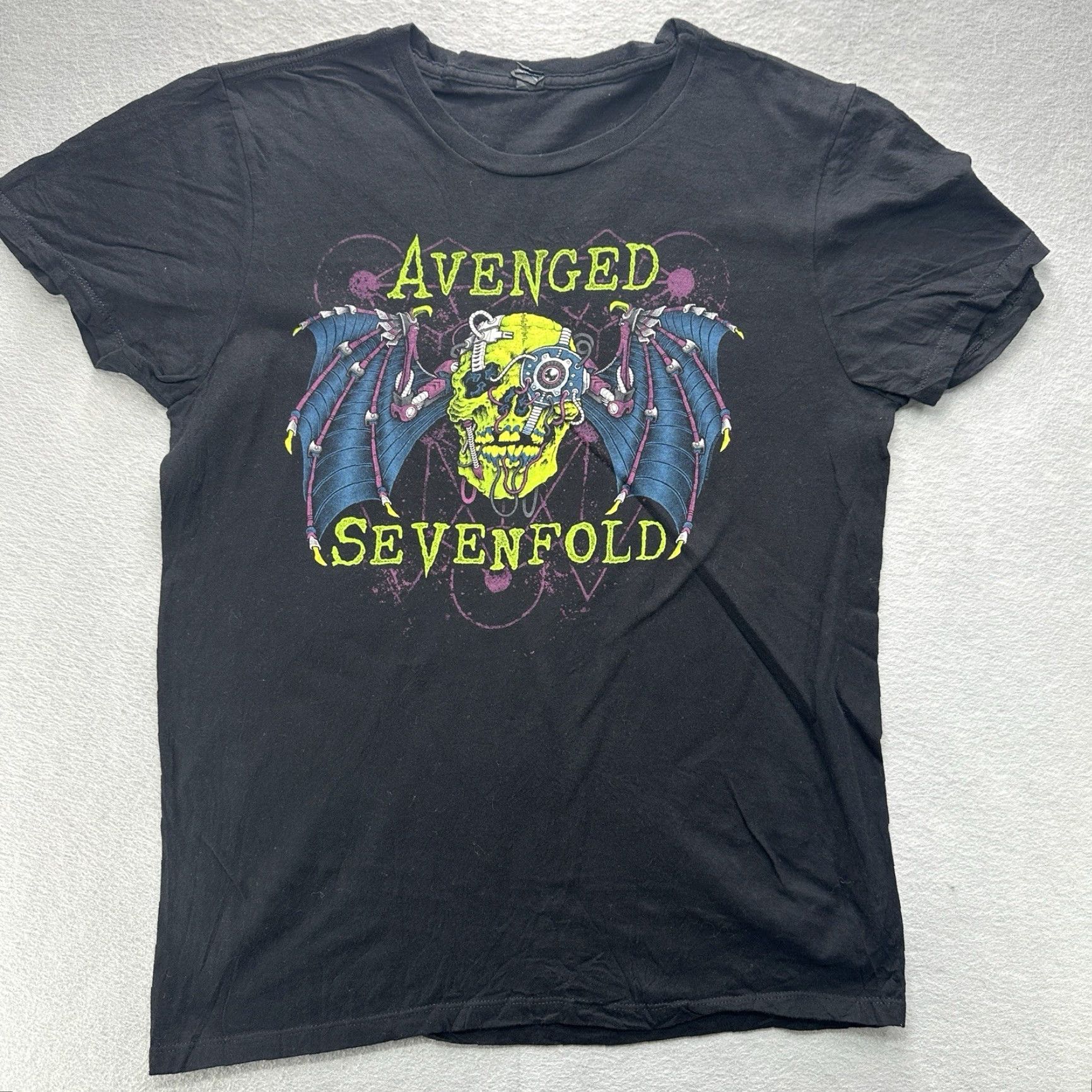 Vintage Avenged Sevenfold Skull Steampunk Bat Mens L T-Shirt Black Rock Band Graphic Print Capable of Mens T-Shirt Size US L / EU 52-54 / 3 - 2 Thumbnail