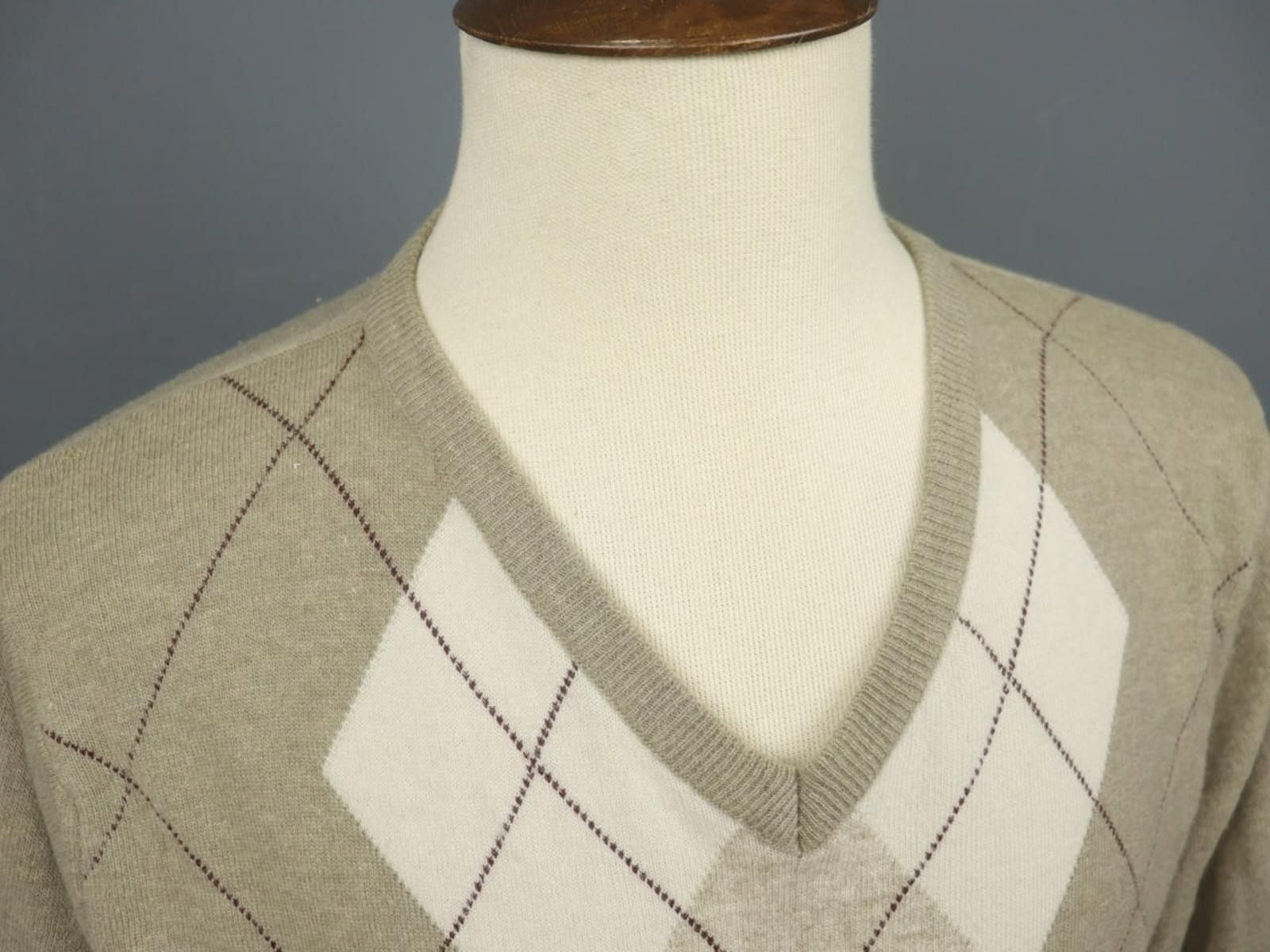 Designer Burberry London Tan Argyle Diamond Wool Sweater Size XL Size US XL / EU 56 / 4 - 2 Thumbnail