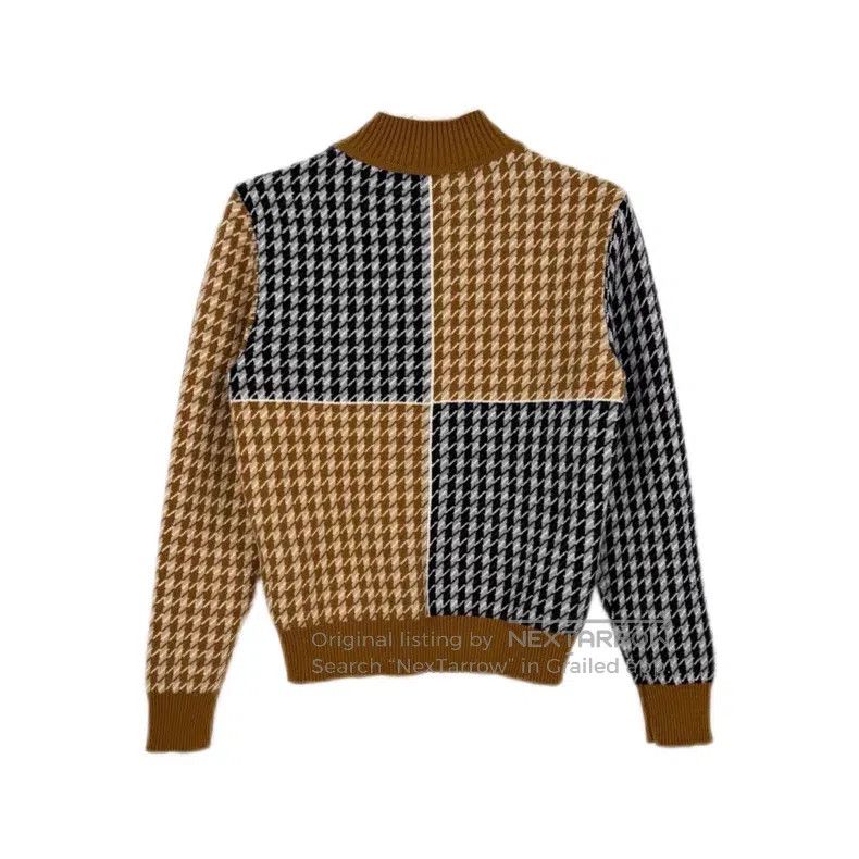 Hermes Hermes Brown metallic logo houndstooth cashmere sweater Size XS / US 0-2 / IT 36-38 - 2 Thumbnail