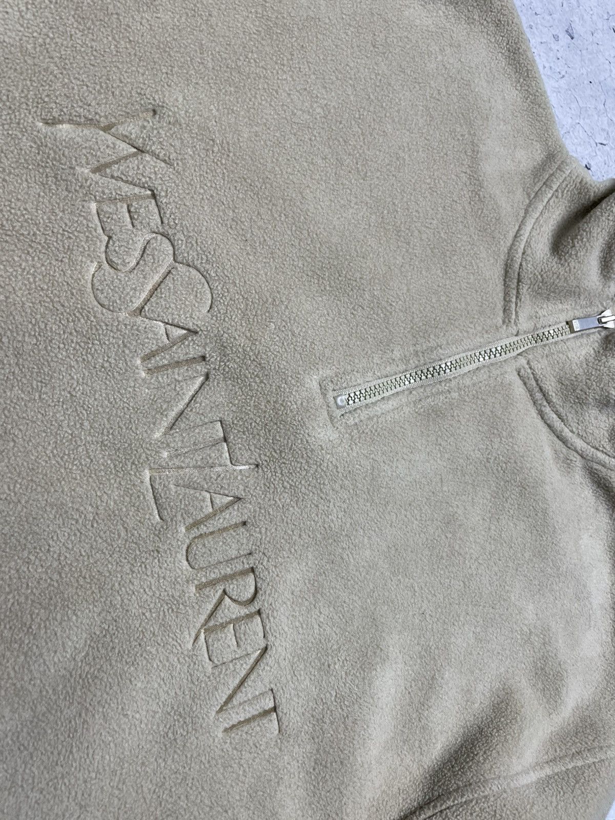 Yves Saint Laurent Fleece Sweatshirt 1/4 Zip Big Logo YSL