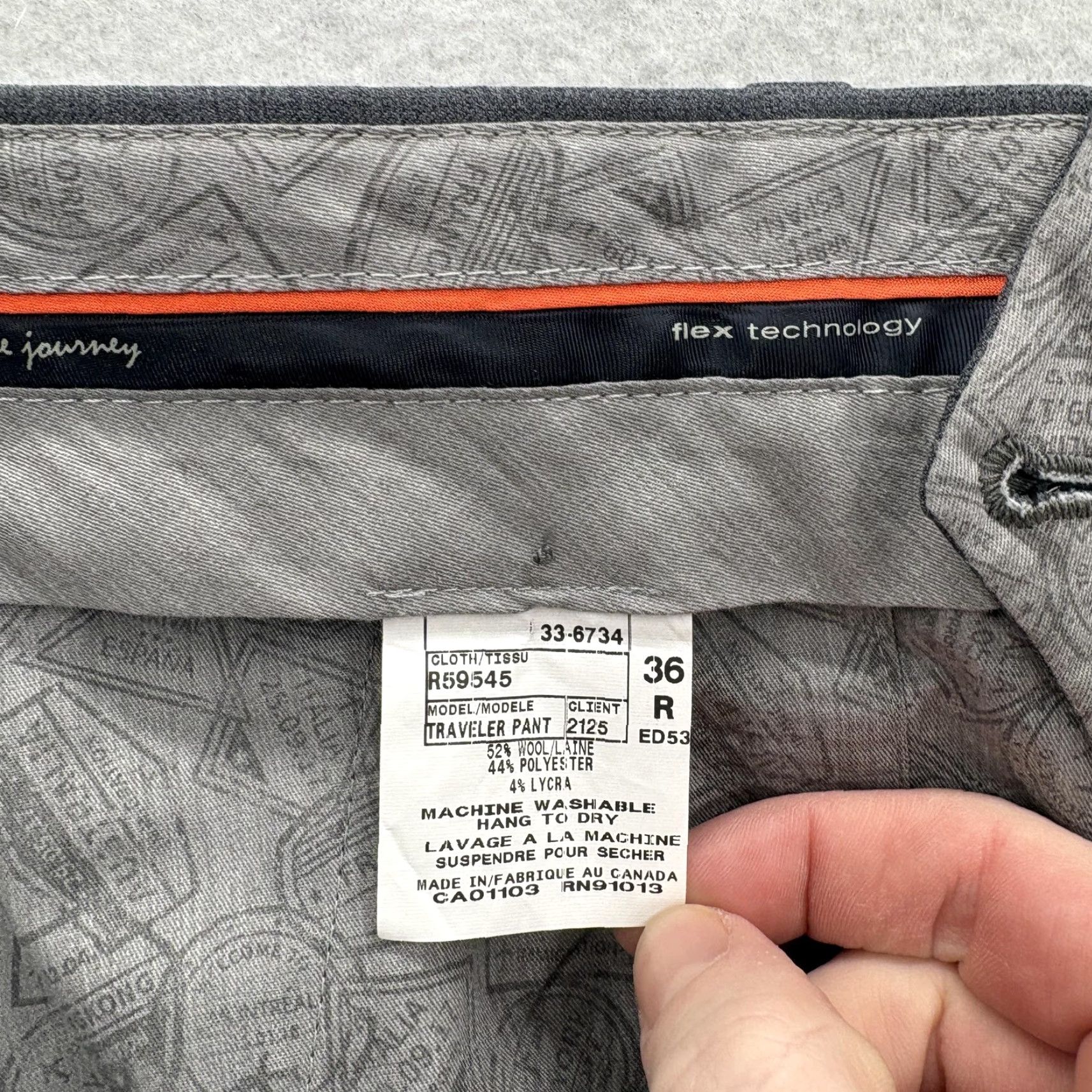 Vintage Riviera Jack Victor Pants Mens 36x28 Gray Traveller Wool Blend Dress Flex Formal Size US 36 / EU 52 - 5 Thumbnail