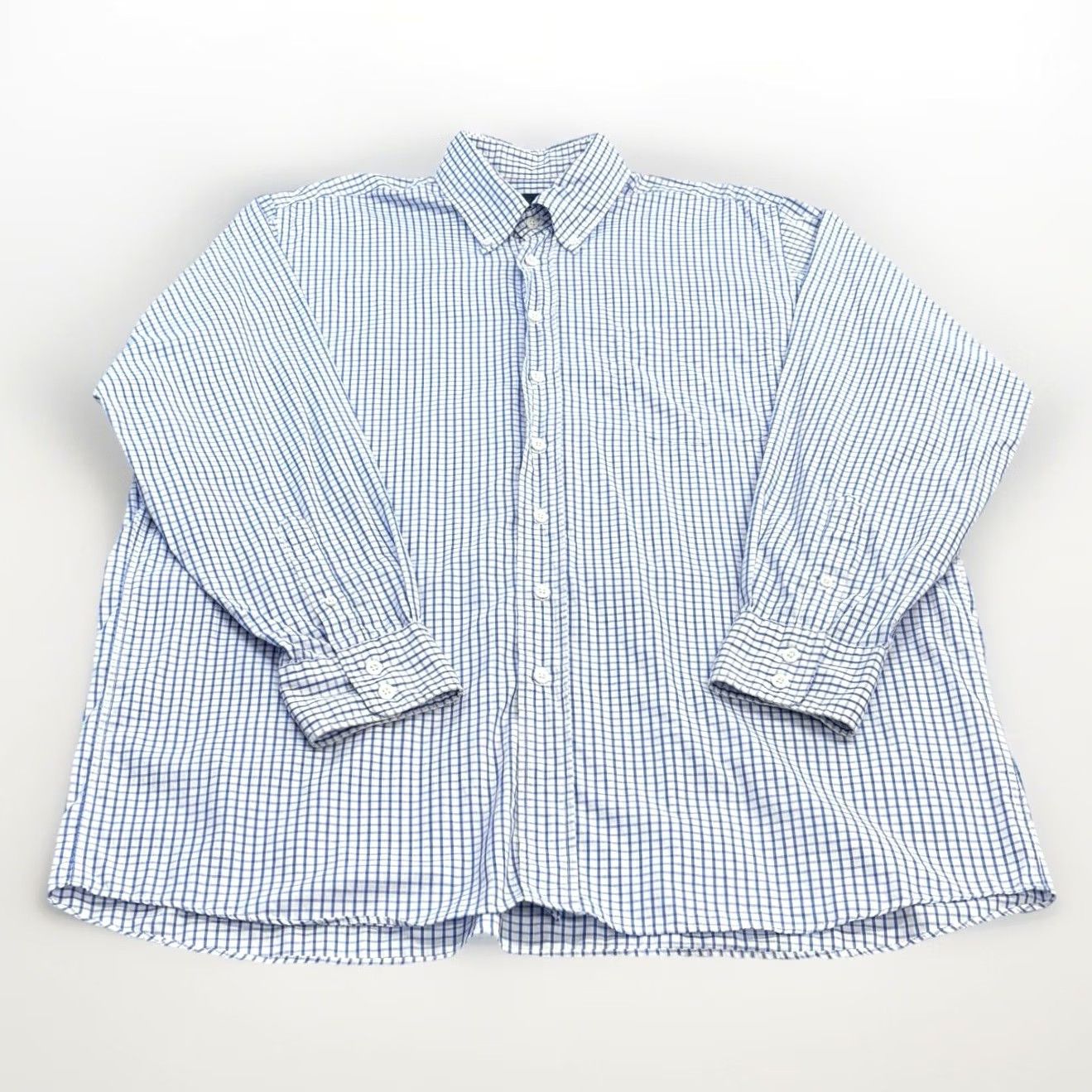Boden Boden Shirt 16.5” Check Blue White Mens Button-Down Long Sleeve Formal Work Used Size 46R - 2 Thumbnail