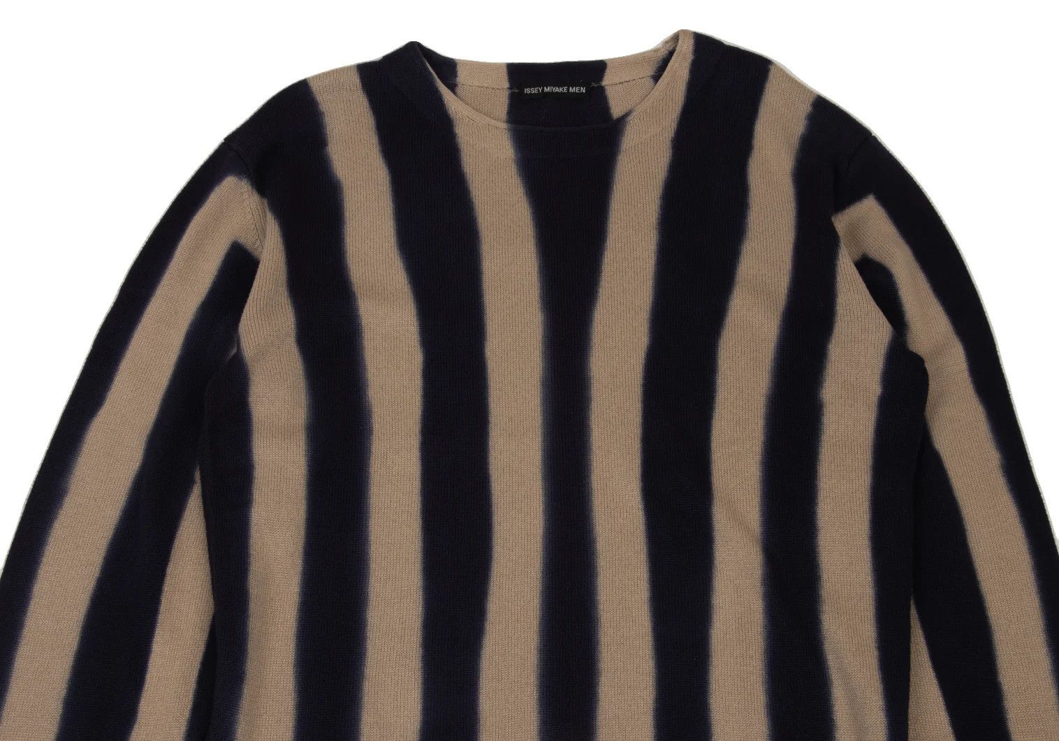 Issey Miyake Striped Cotton Knit Sweater in Beige and Navy XL Size US XL / EU 56 / 4 - 2 Thumbnail