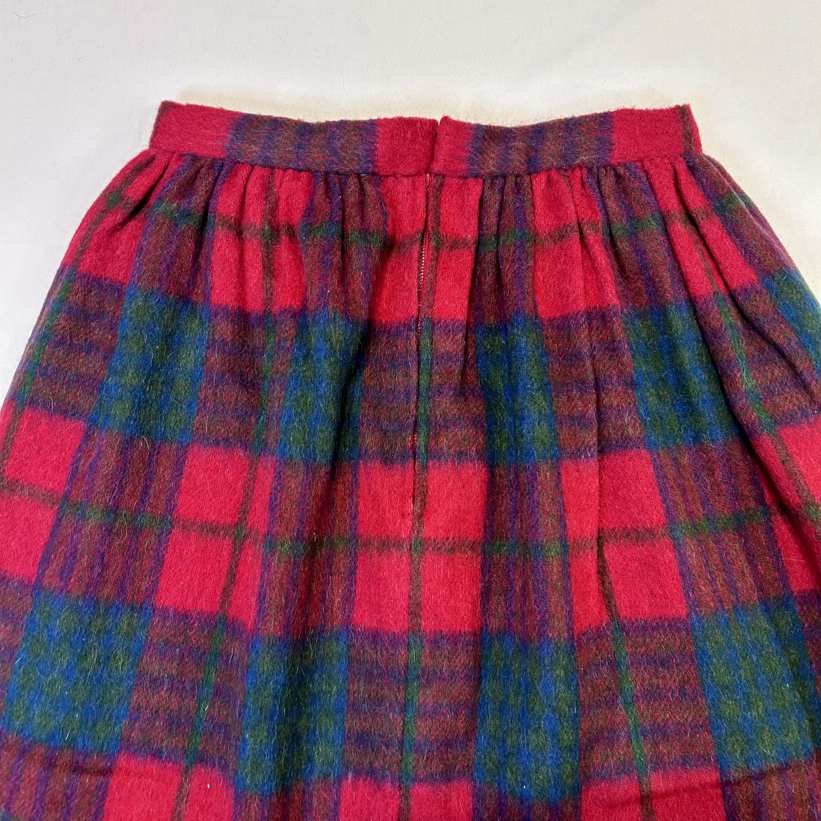 Handmade Vintage 80s Plaid Wool Blend hand-sewn Skirt 25" Size 25" / US 0 / IT 36 - 4 Thumbnail