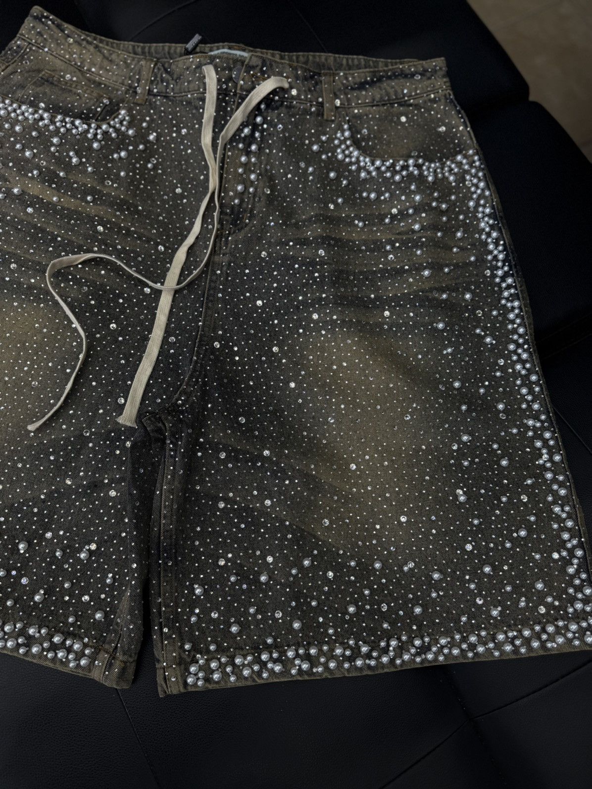 Vale Vale Valley Denim Blue Rhinestone Shorts Size 36 (NEW) Size US 36 / EU 52 - 6 Thumbnail