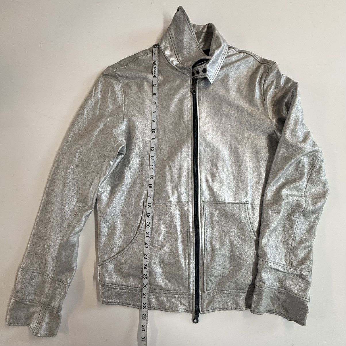 Michele Berandi Michel Berandi Silver Metallic Lambskin LeatherJacket Size US XL / EU 56 / 4 - 17 Thumbnail