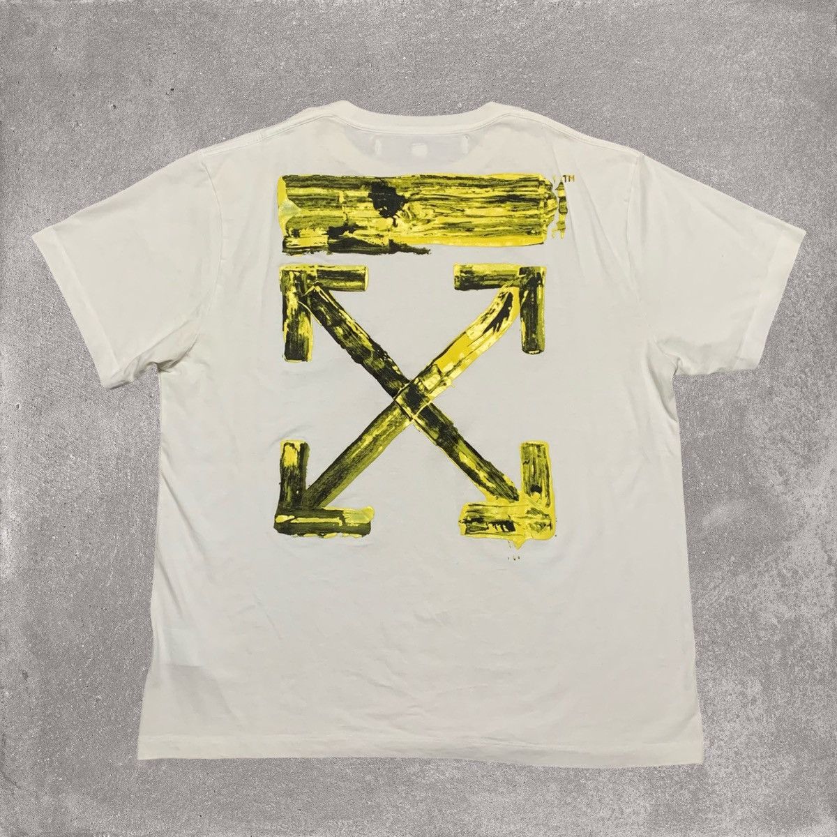 image of Off White Small Yellow Acrylic Arrows White Tee Virgil Abloh, Men's