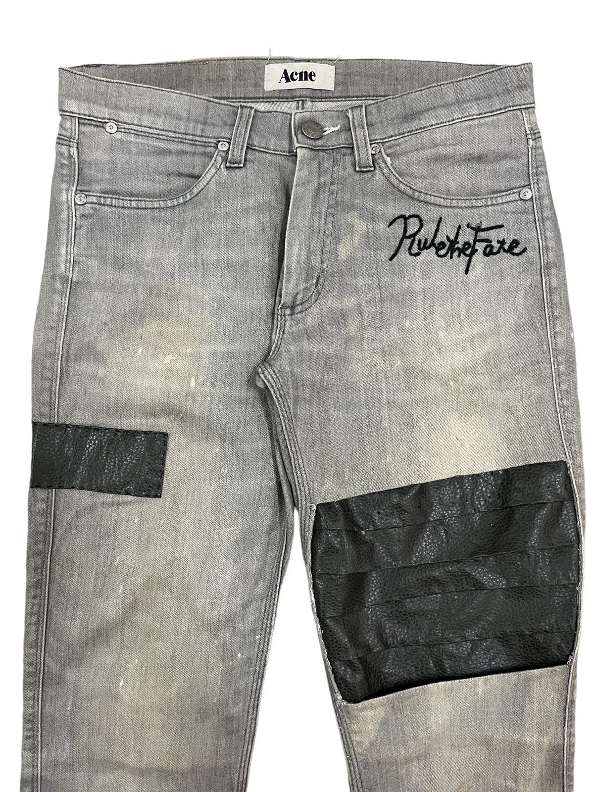Acne Studios Acne Studios Max Tarnish Leather Patches Paint Splat Jeans Size US 29 - 3 Thumbnail