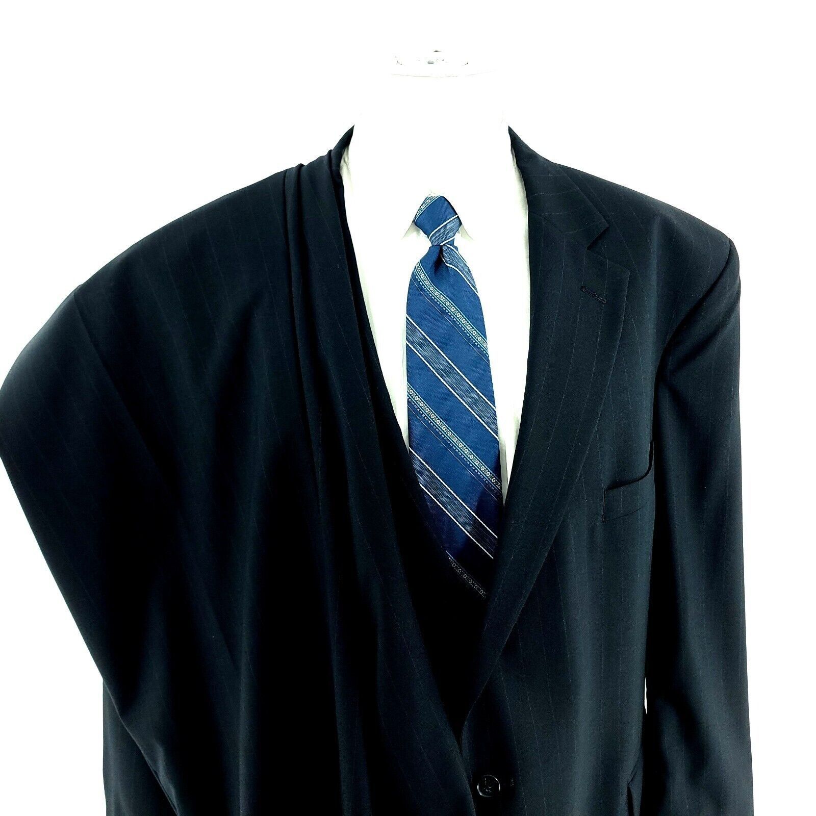 Jos. A. Bank Jos A Bank Wool 2 Button 2 Piece Suit 50L Blue Striped 46/26 Size 50L - 1 Thumbnail