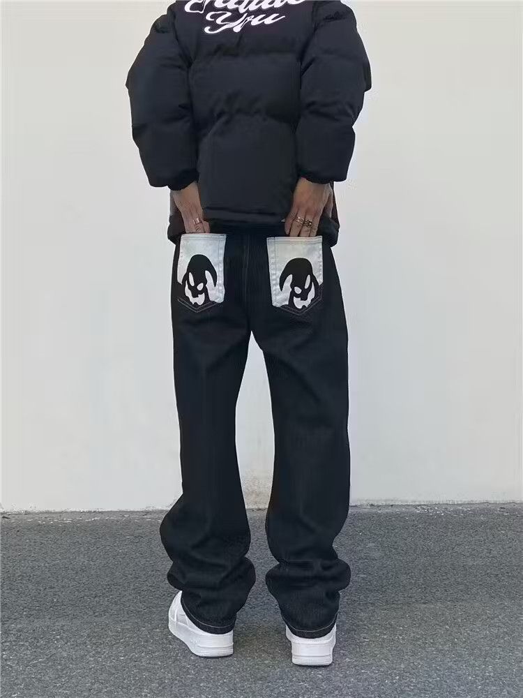 image of Ghost Painted Graphic Black Denim Jeans, Men's (Size 34)