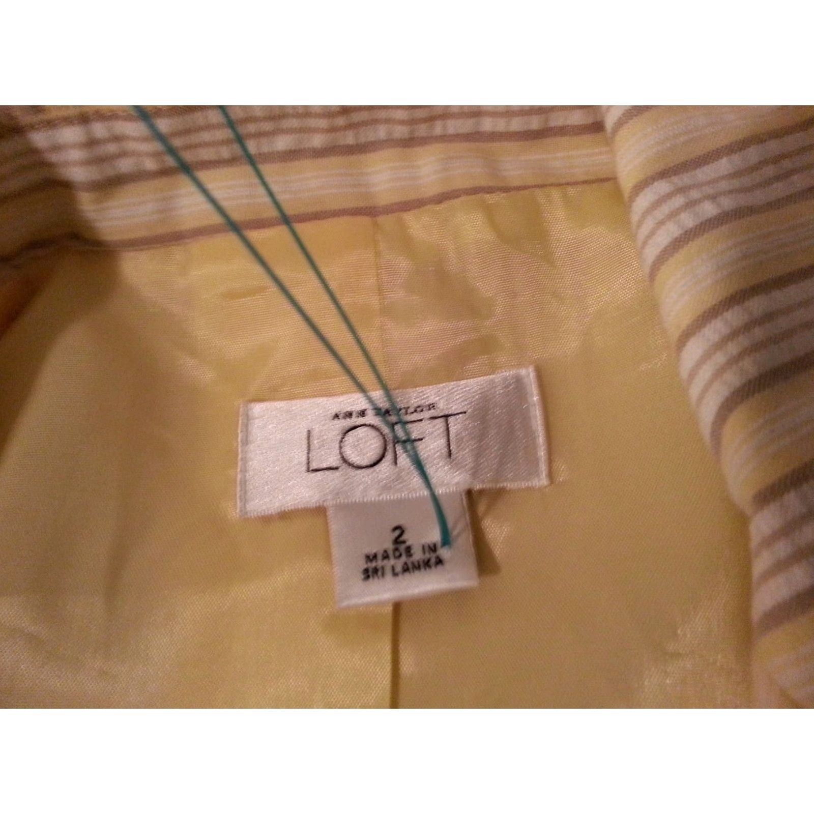 Ann Taylor Womens Ann Taylor Jacket Blazer 2 Yellow Cotton Size XS / US 0-2 / IT 36-38 - 3 Thumbnail