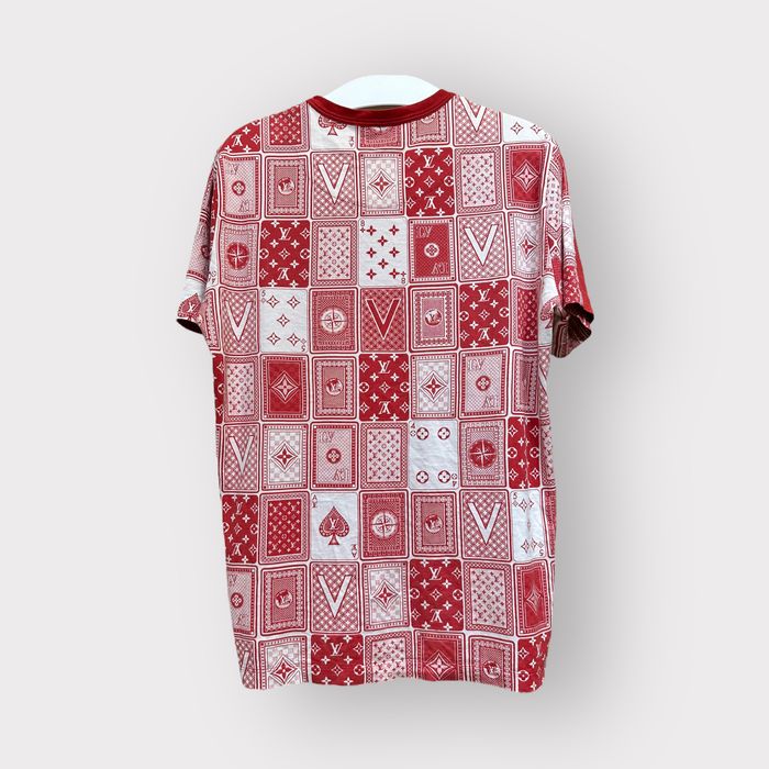 louis vuitton white t shirt red writing