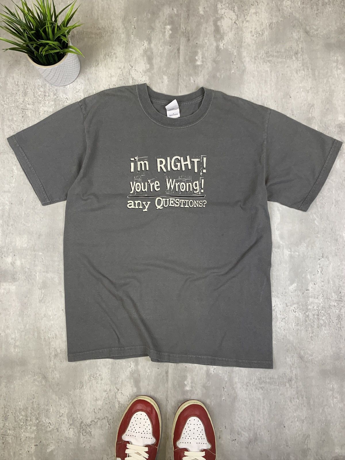 Vintage Y2K I’m Right You’re Wrong Tshirt Grey Size US L / EU 52-54 / 3 - 1 Thumbnail