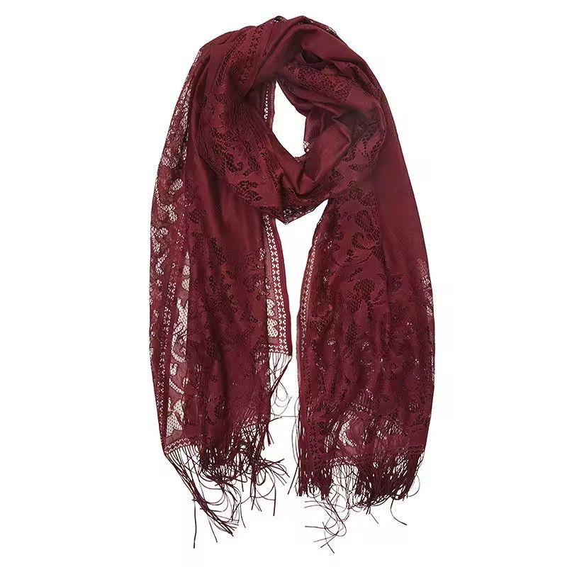 Japanese Brand Floral Lace Scarf Tassel Fringe Shawl Wrap Flower Headscarf Size ONE SIZE - 2 Thumbnail
