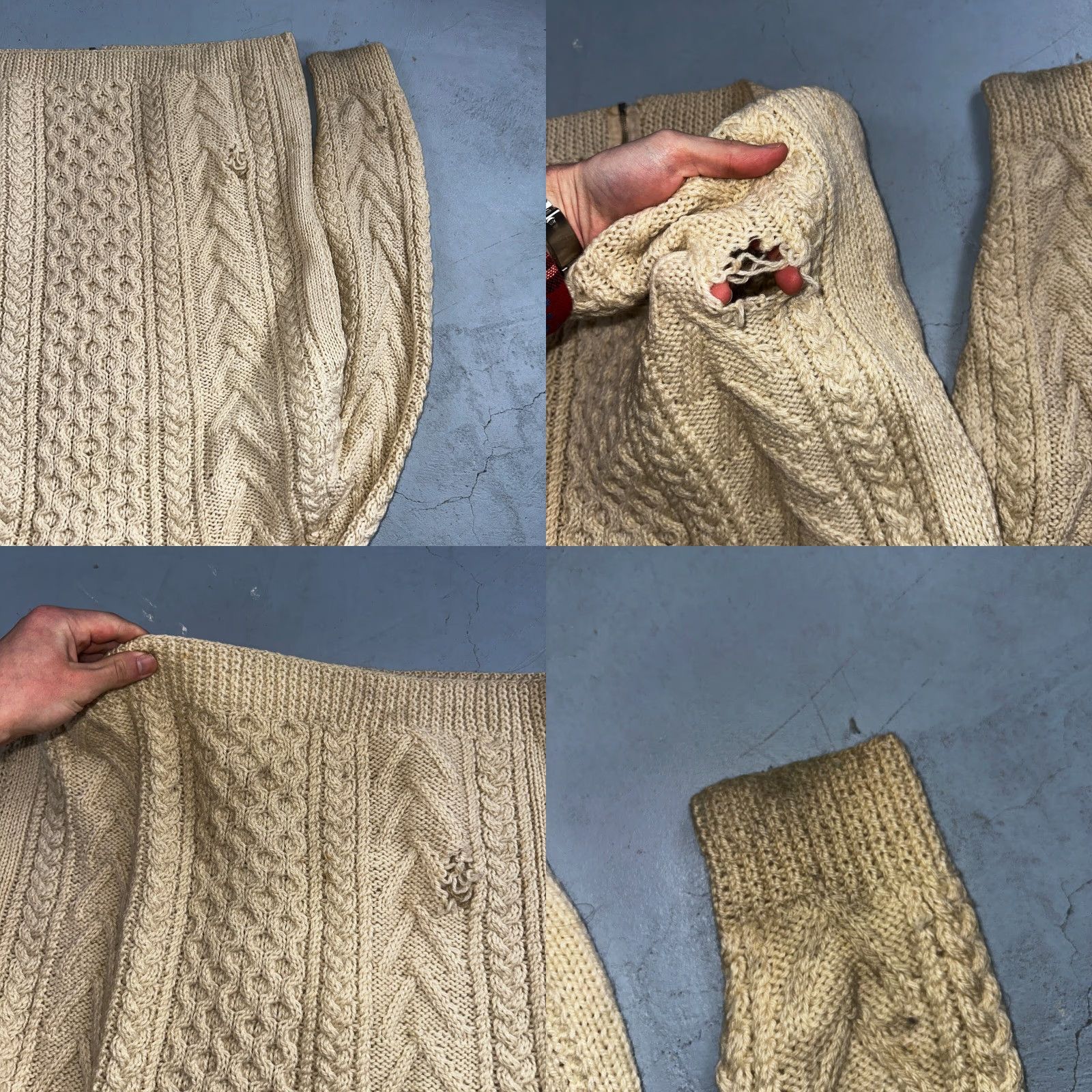 Vintage VTG Sweater Mens M Cream Cable Knit Ribbed Full Zip 1960s Rockabilly Ivory Rare Size US M / EU 48-50 / 2 - 9 Thumbnail