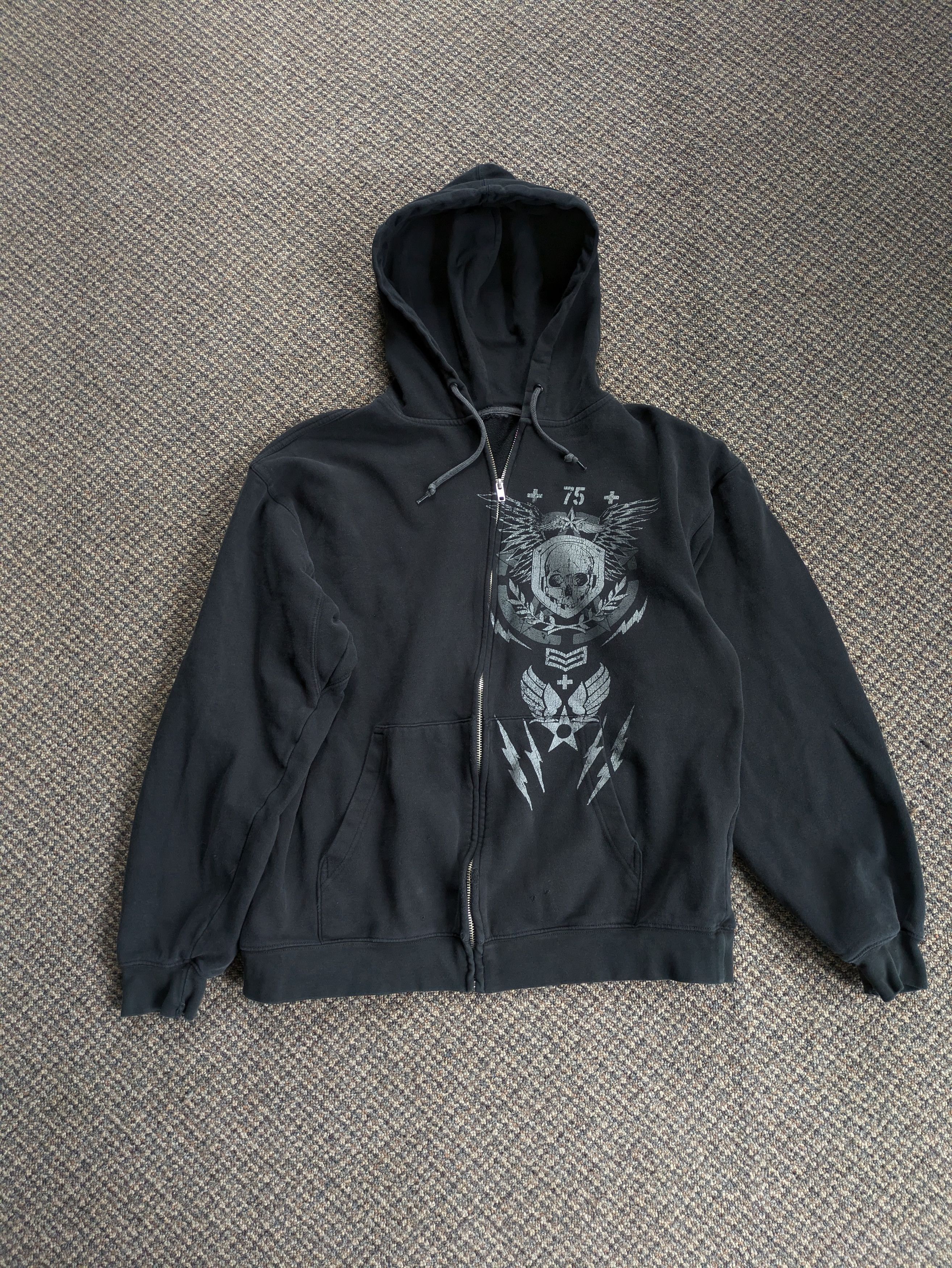 JNCO Insane y2k skull emo mallgoth skater distressed hoodie Size US L / EU 52-54 / 3 - 1 Thumbnail
