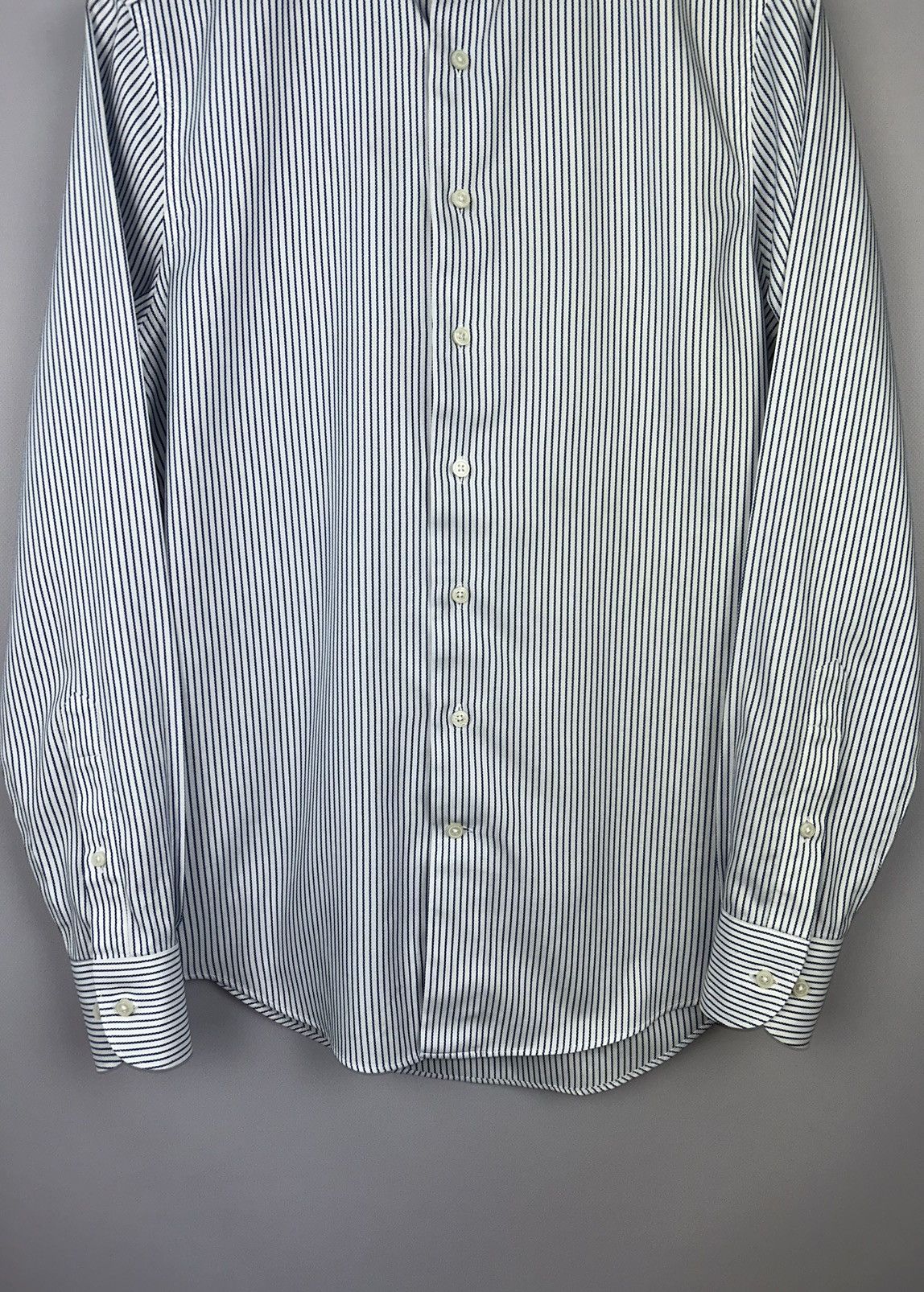 Designer × Suitsupply Suitsupply Traveller Striped White Blue Shirt Size 36/14 Size US S / EU 44-46 / 1 - 5 Thumbnail
