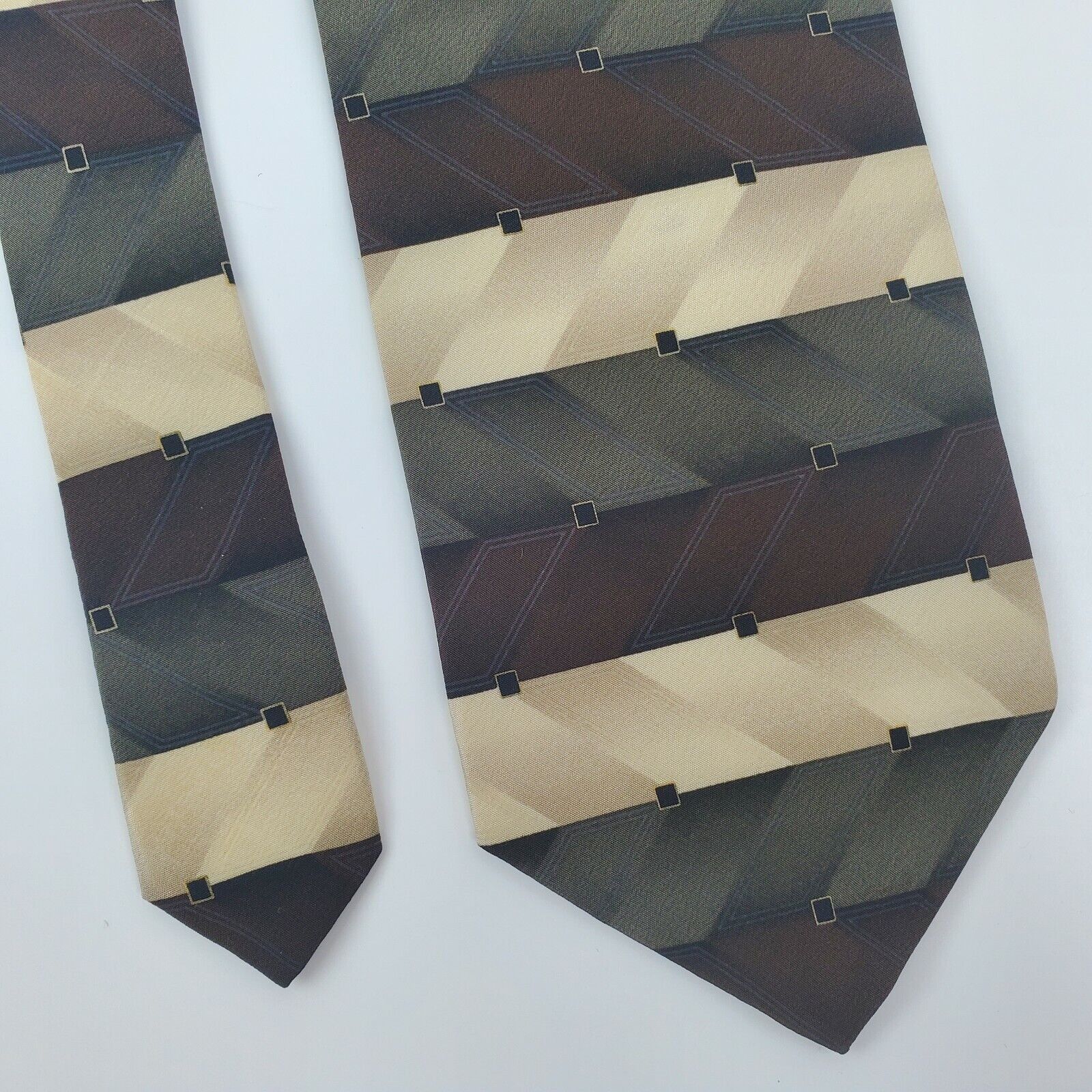 Croft & Barrow Croft Barrow Brown Green Tan Silk Tie Classic Size ONE SIZE - 1 Thumbnail