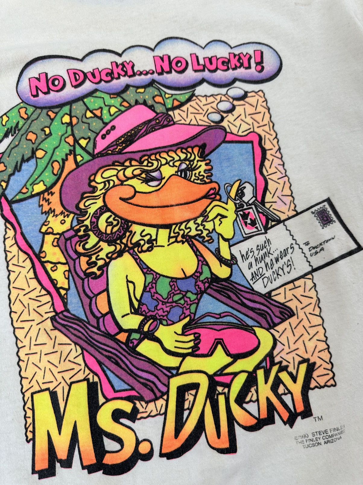 Vintage Vintage Neon Ms. Ducky Single Stitch Tee White Sz. Large Size US L / EU 52-54 / 3 - 3 Thumbnail