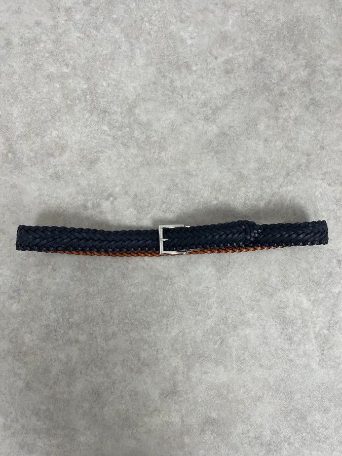 Prada Prada Reversible Navy & Orange Woven Premium Leather Belt Size ONE SIZE - 3 Thumbnail