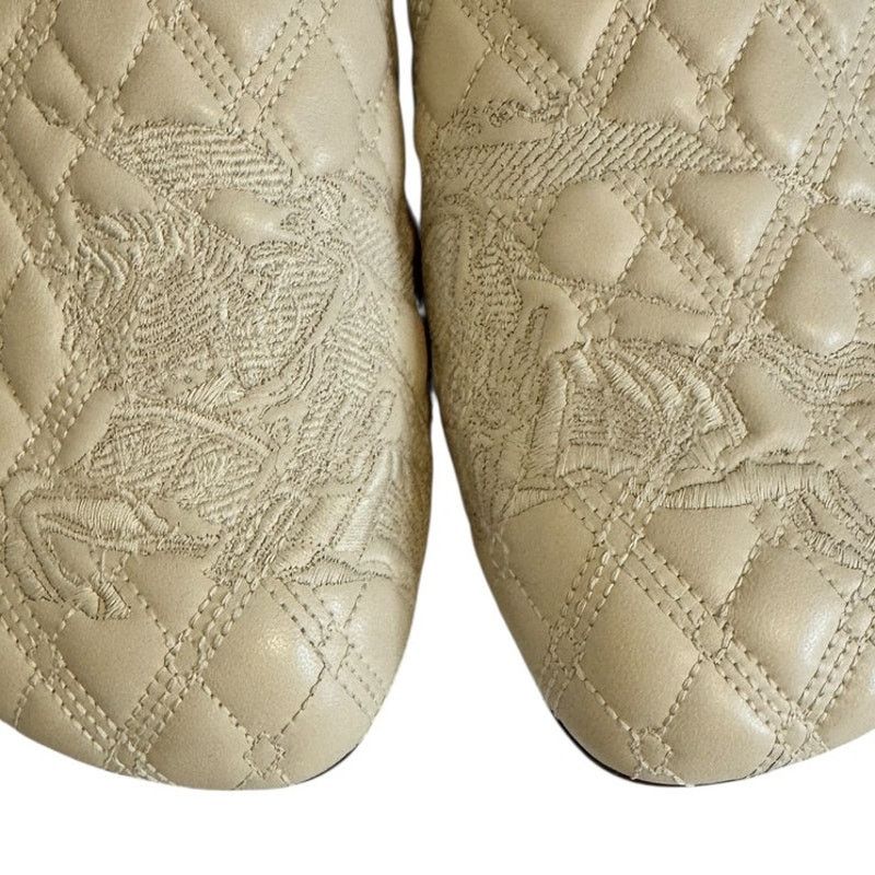 Burberry NEW Burberry Beige Quilted Embroidered Glove Mule Shoes 37.5 Size US 7 / IT 37 - 10 Thumbnail