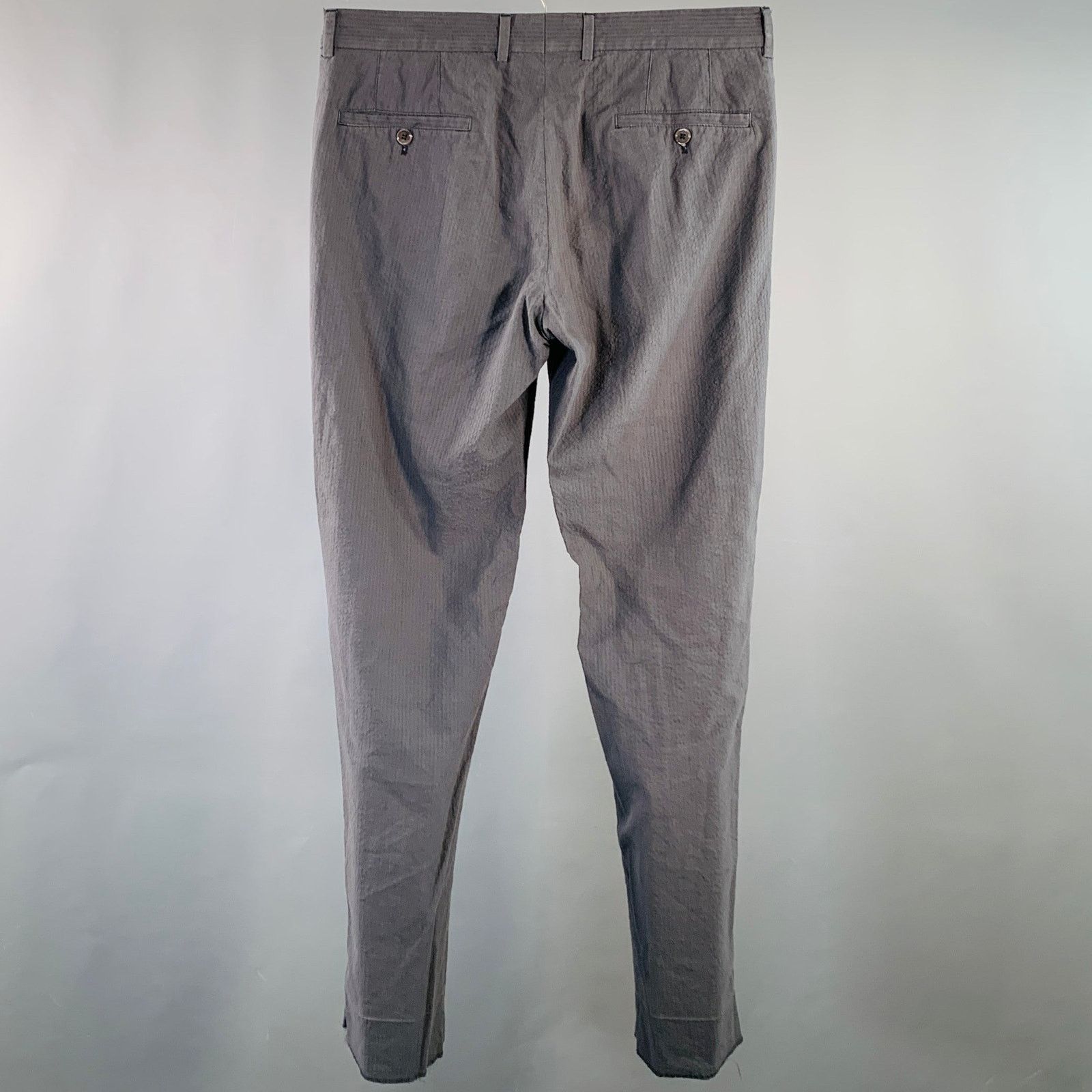 Michael Bastian MICHAEL BASTIAN Grey Seersucker Cotton Tapered Casual Pants Size US 32 / EU 48 - 2 Thumbnail