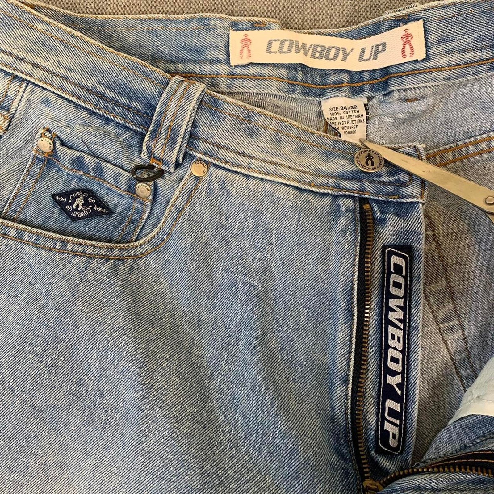 Vintage Y2K 90s Cowboy up Faded Denim Jeans Size US 32 / EU 48 - 7 Thumbnail