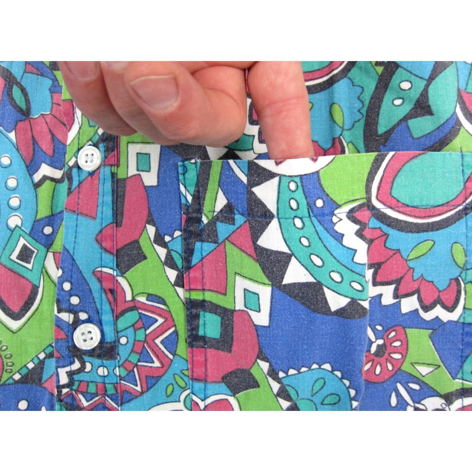 Vintage VINTAGE Impact Shirt Adult Small Blue Pink Paisley Festival Hawaiian Mens Size US S / EU 44-46 / 1 - 4 Thumbnail