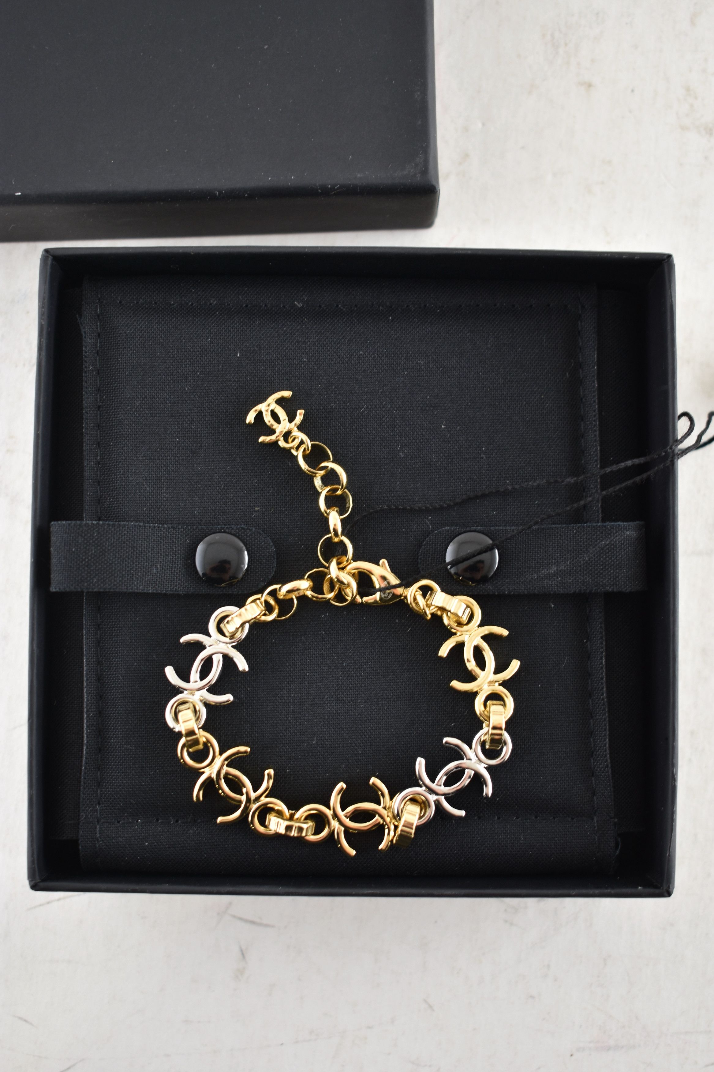 Chanel Chanel 26P Gold Silver CC Logo Link Adjustable Arm Bracelet Size ONE SIZE - 9 Thumbnail