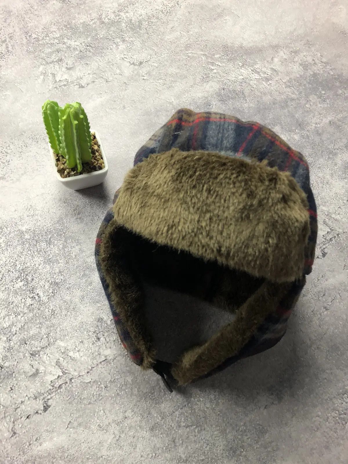 Vintage USHANKA Amazing Faux Fur Y2K Hat (Trapper Hat) Checkered Size ONE SIZE - 3 Thumbnail
